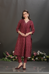 Handworked V-Neck Kurta Set with Pants