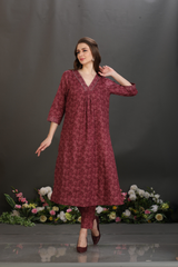 Handworked V-Neck Kurta Set with Pants