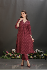 Handworked V-Neck Kurta Set with Pants