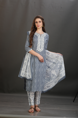 Bandhani Embroidered Cotton Kurta Set