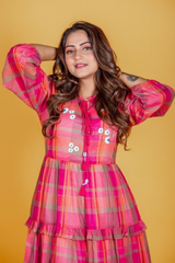Handwoven Mulmul Embroidered Mid-Length Dress