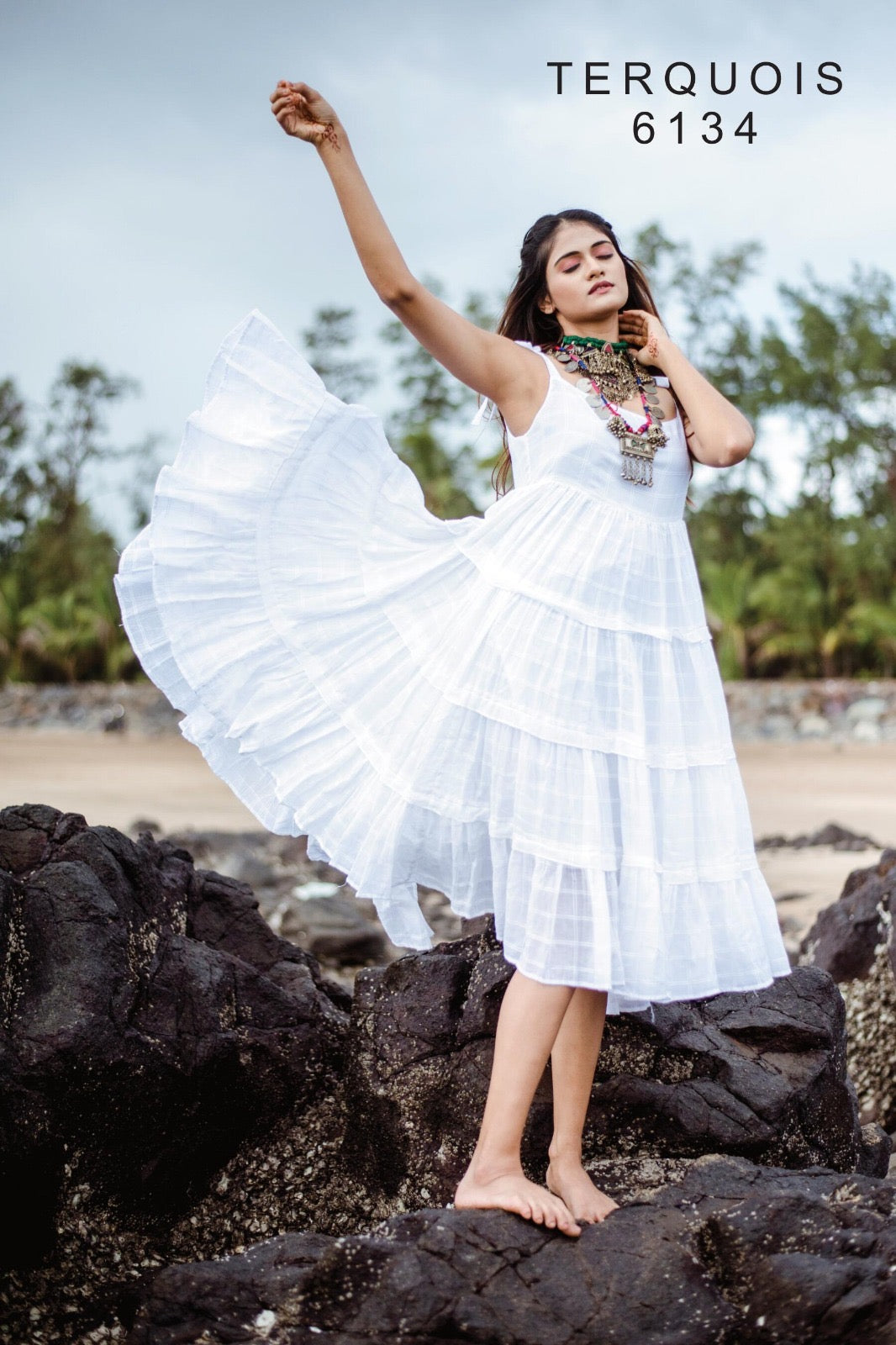Luxe Cotton Boho Mid-Length Dress