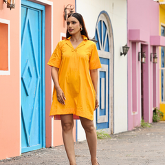 Golden Glow Collar Short Dress