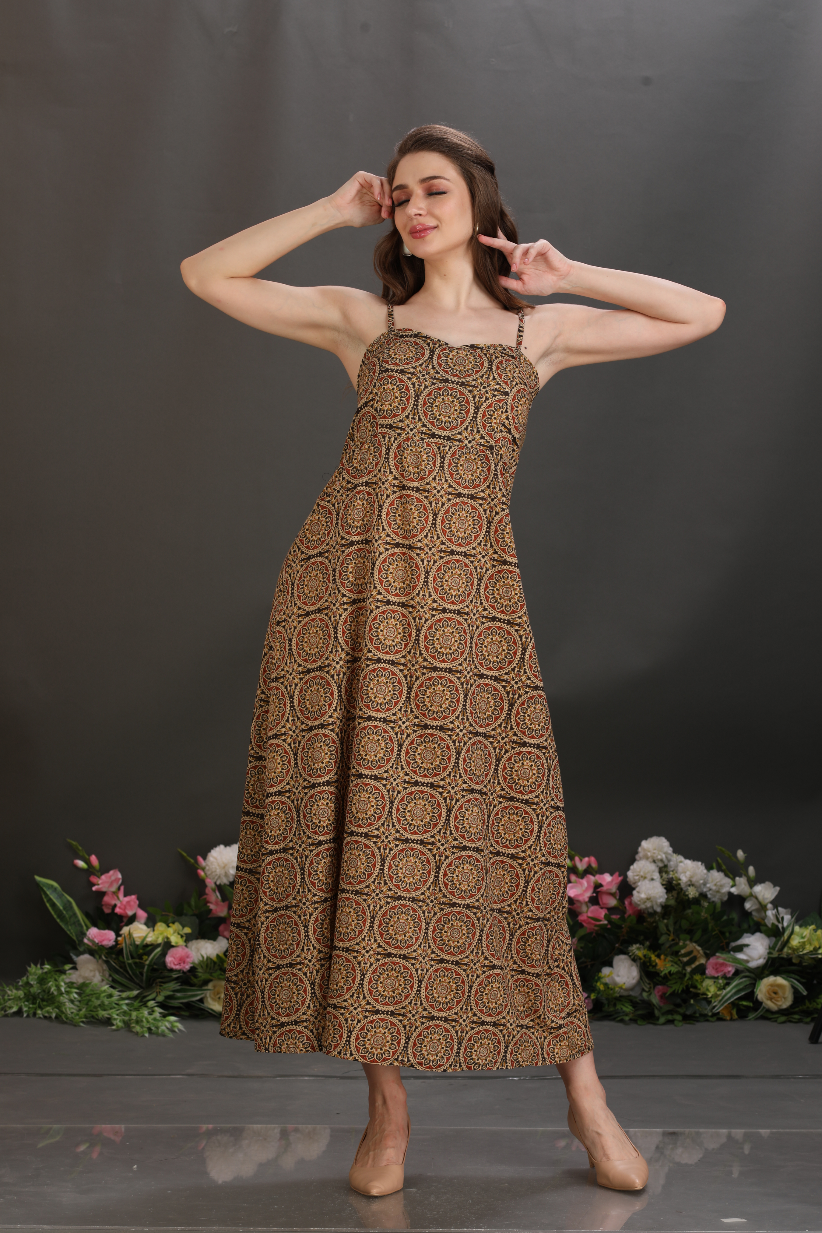 Cotton Maxi Dress with Soft Padded Comfort