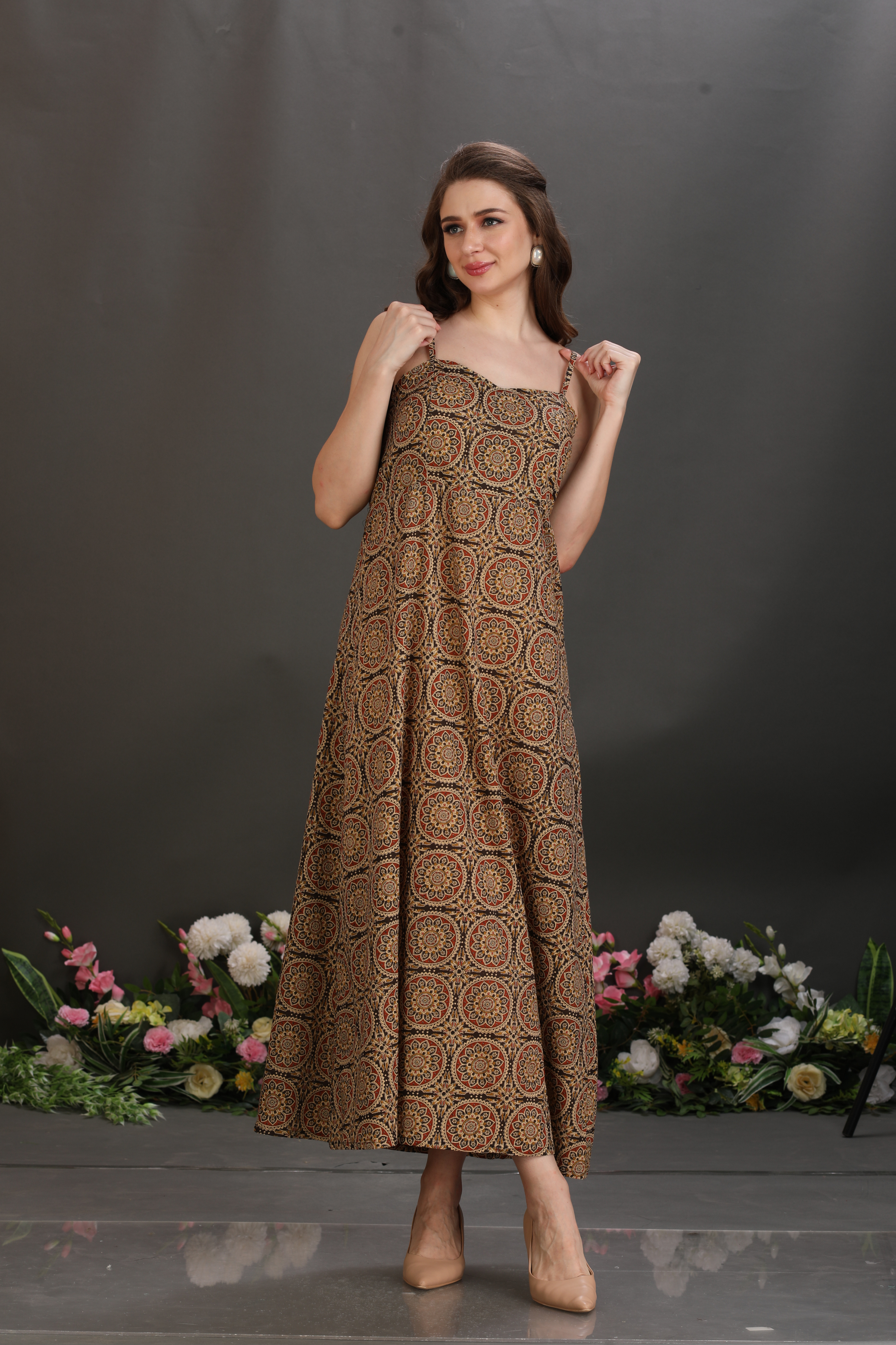 Cotton Maxi Dress with Soft Padded Comfort