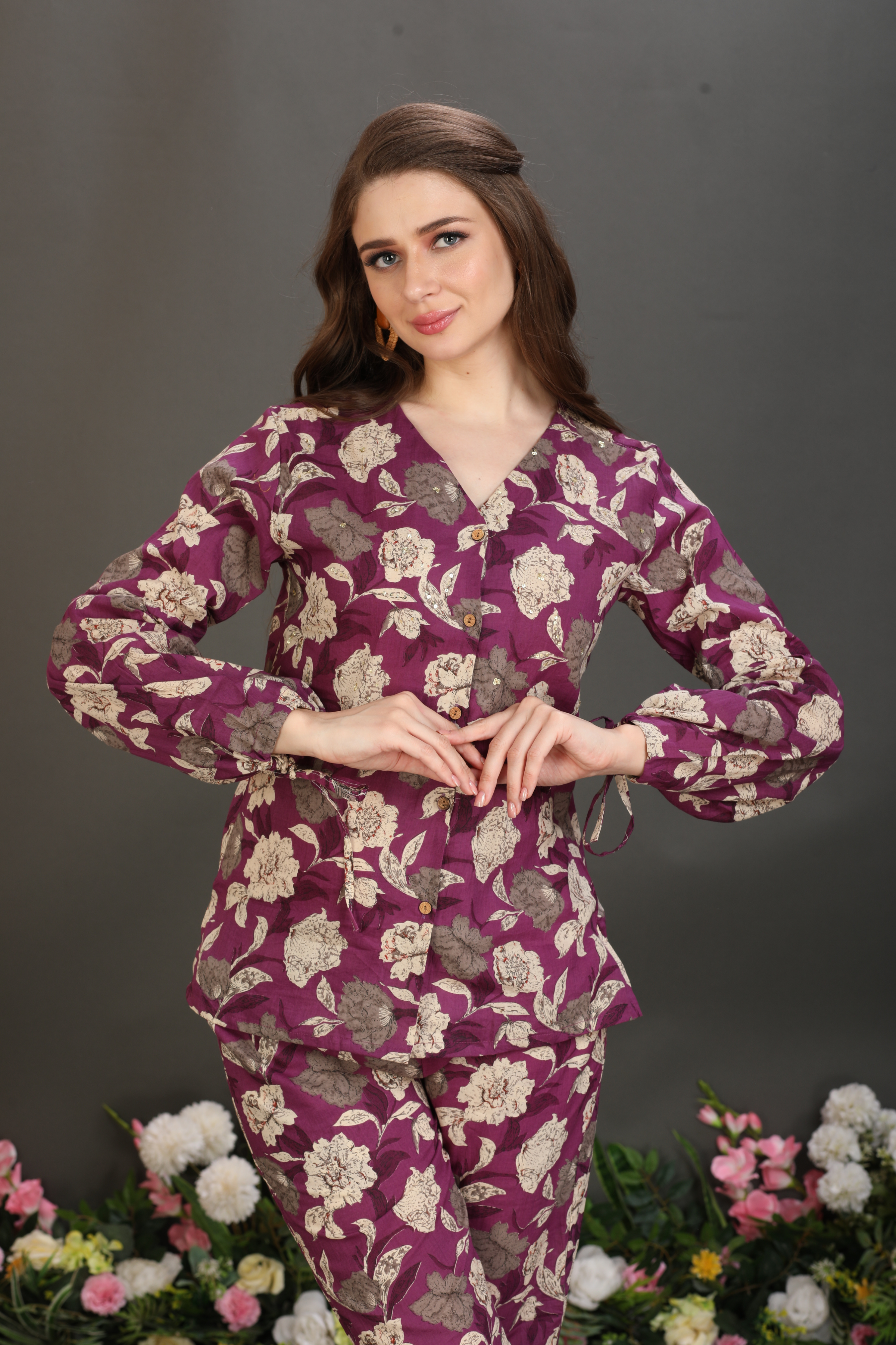 Luxe Cotton Sequin Detail Co-Ord Set