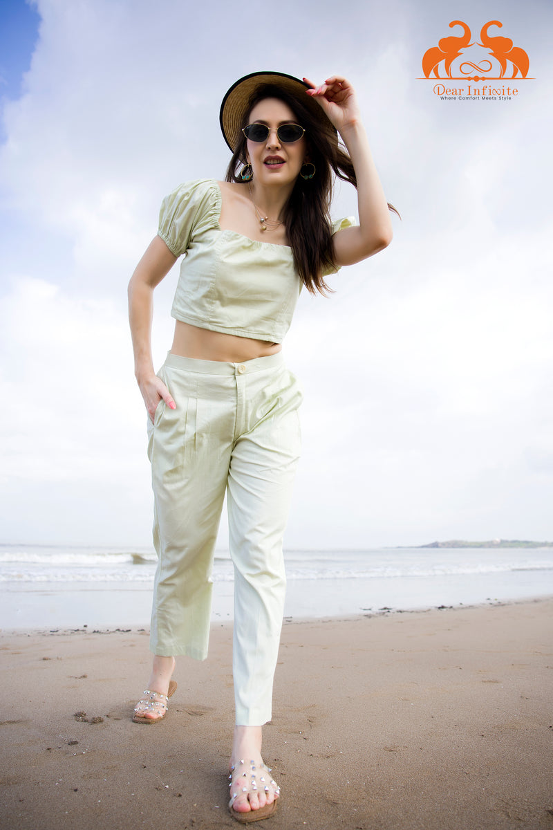 Mint Green Crop Top Coord Set