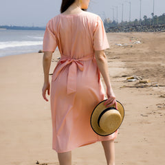 Peach Whisper Button Dress