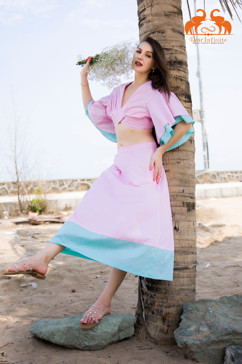 Minted Petal Skirt Top Set