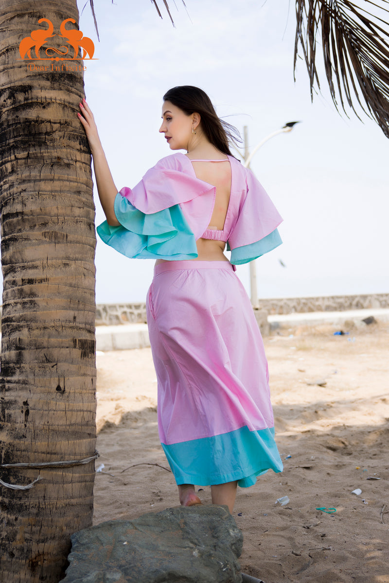 Minted Petal Skirt Top Set