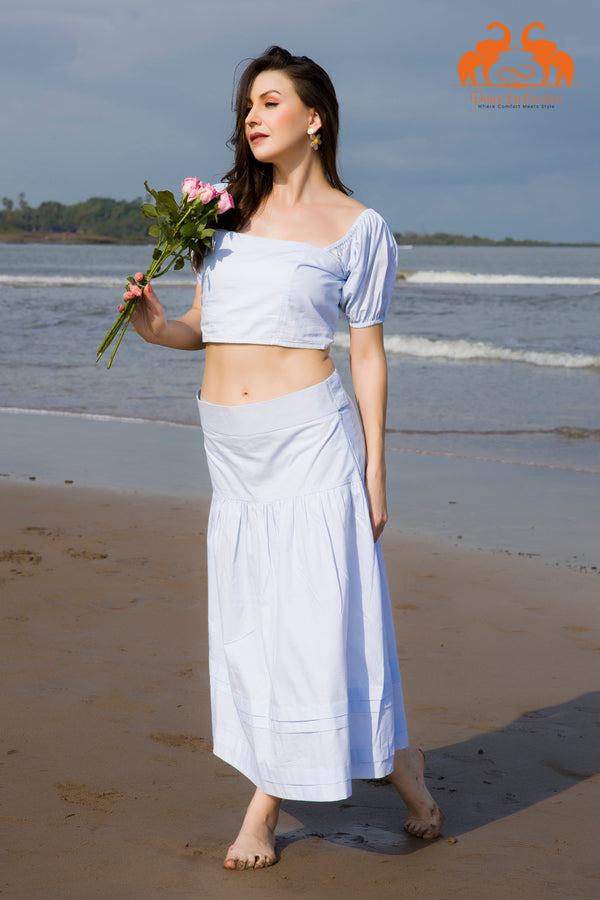 Icy Petal Skirt Top Set