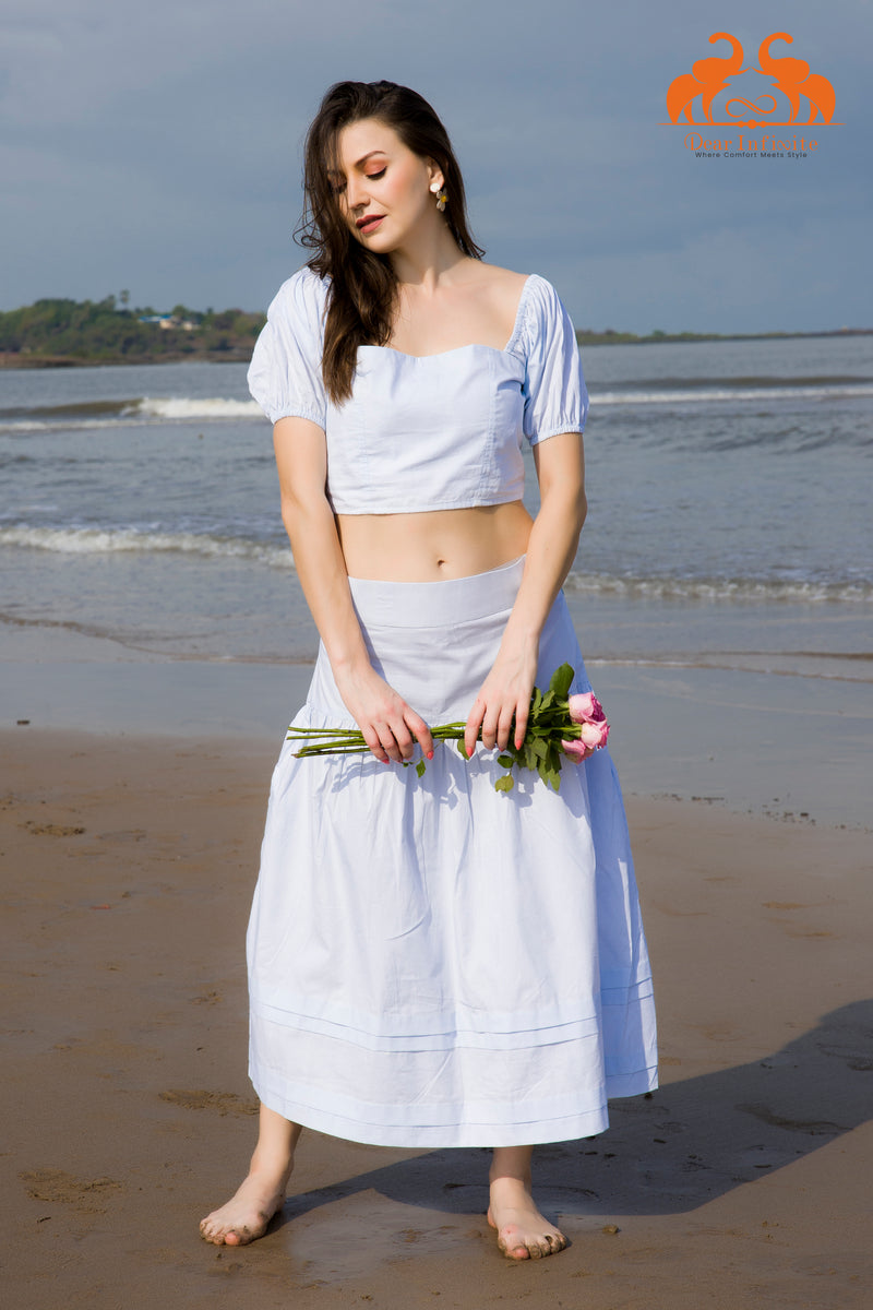 Icy Petal Skirt Top Set