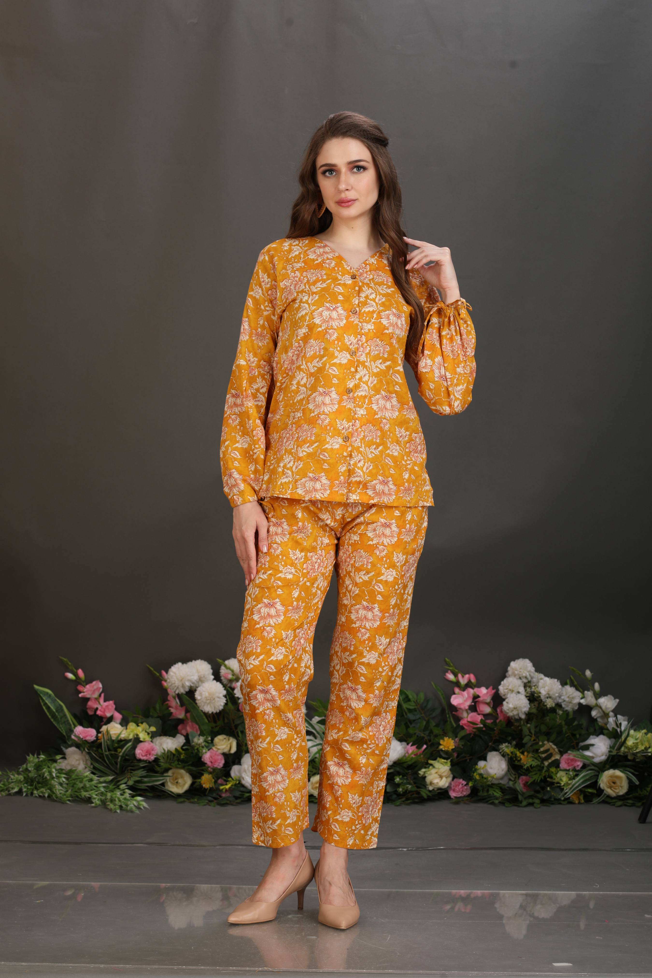 Elegant Sequin-Embellished Cotton Co-Ord