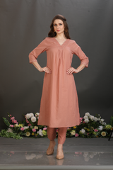 V-Neck Embroidered Kurta & Pant Set