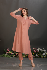 V-Neck Embroidered Kurta & Pant Set