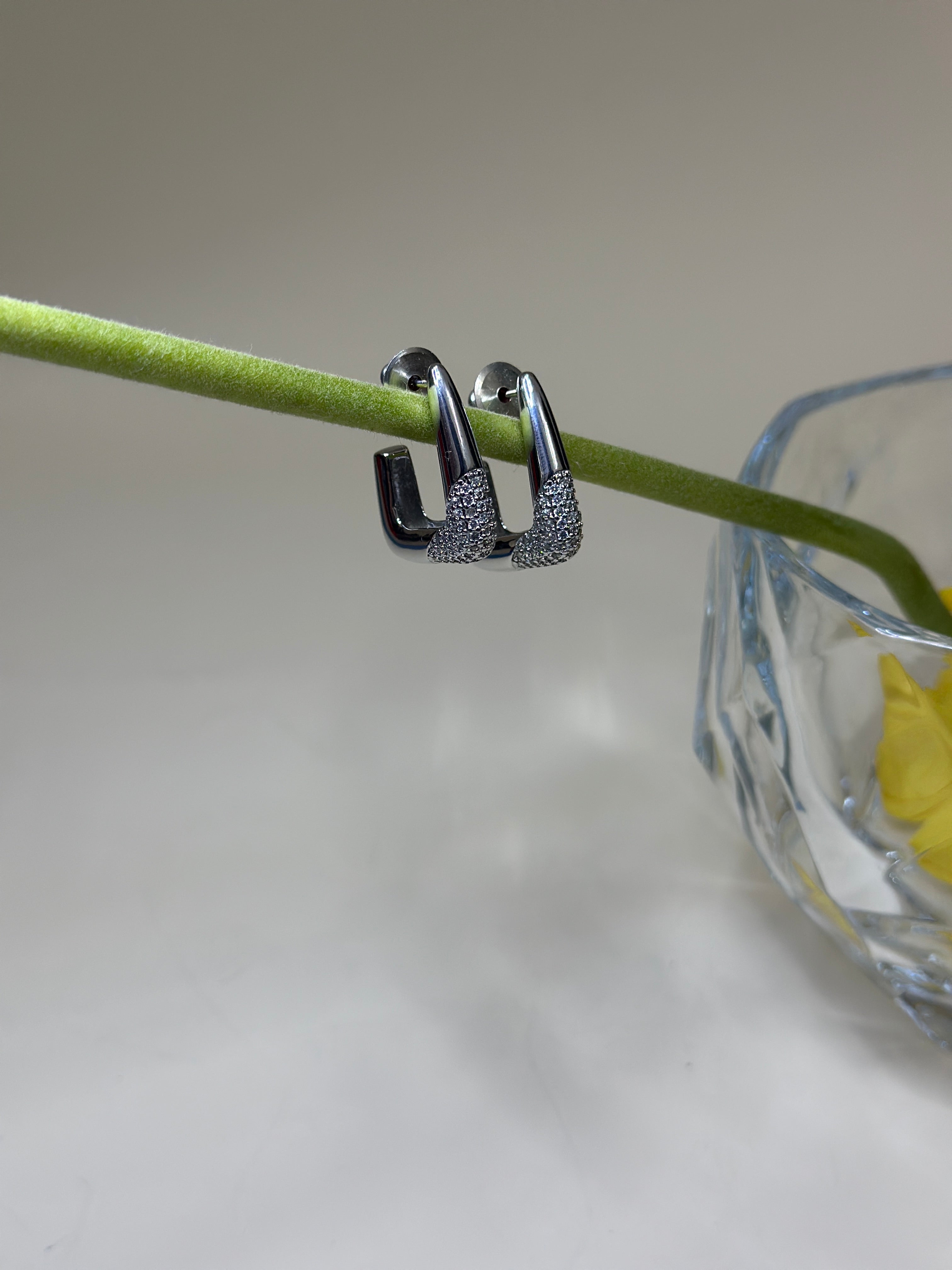Sculpted Silver Square Earrings