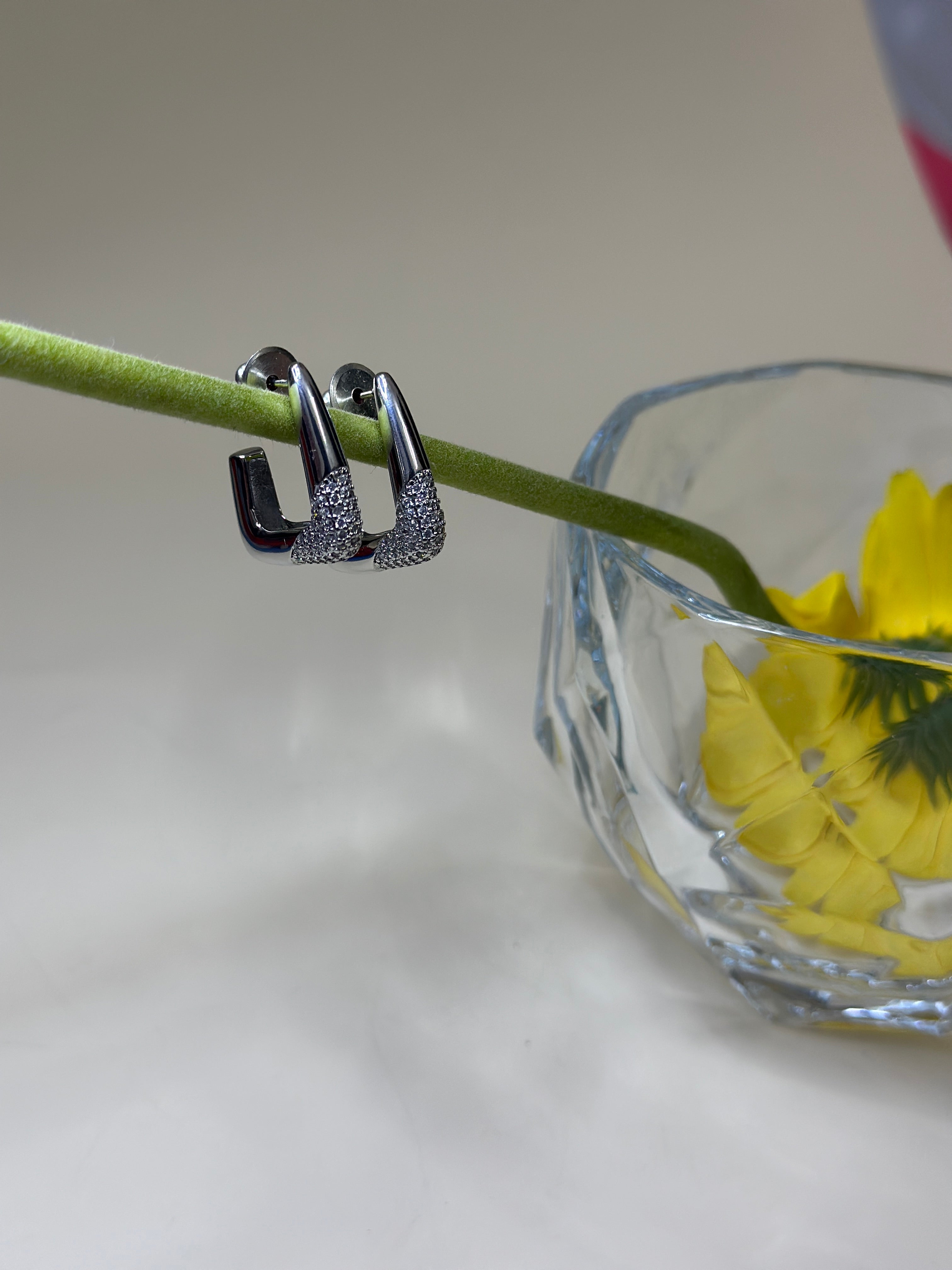 Sculpted Silver Square Earrings