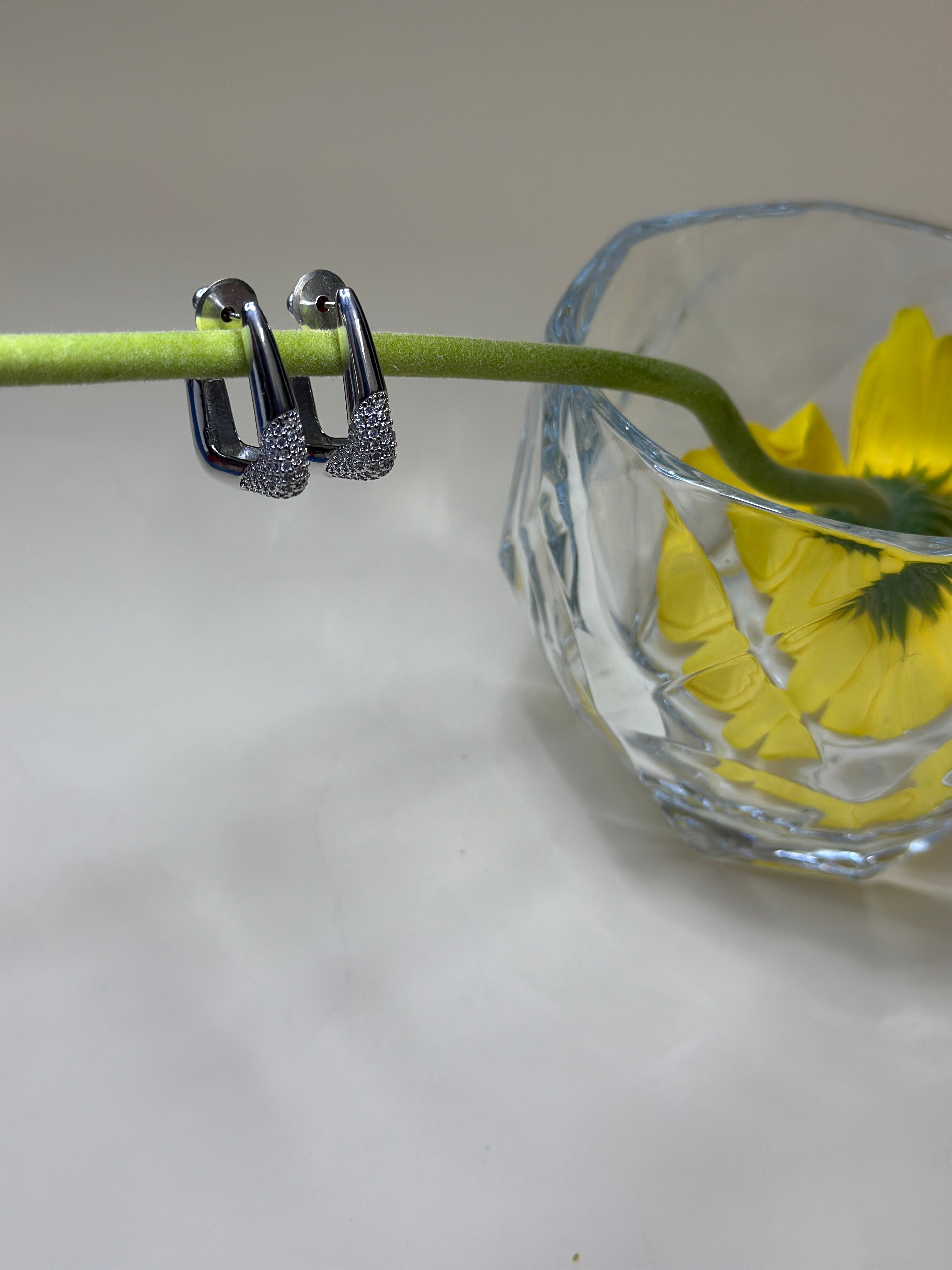 Sculpted Silver Square Earrings