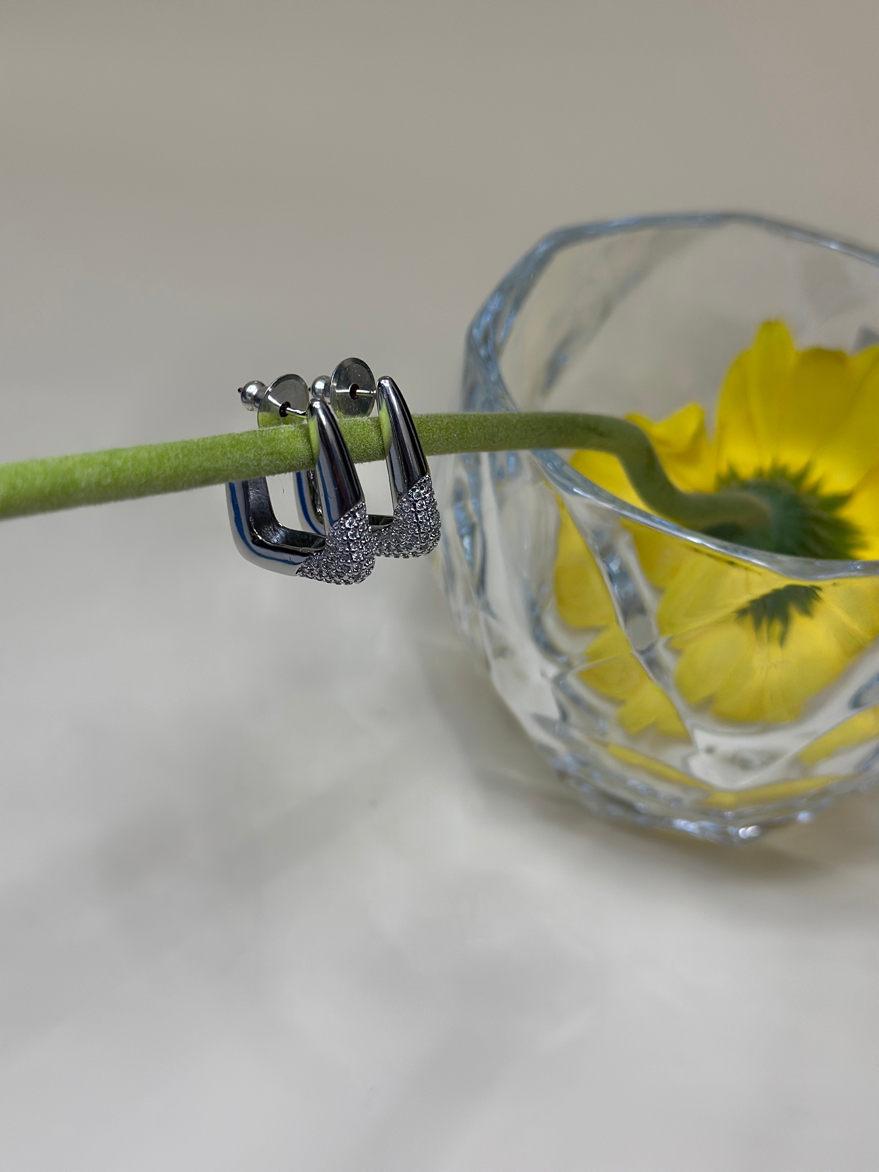 Sculpted Silver Square Earrings