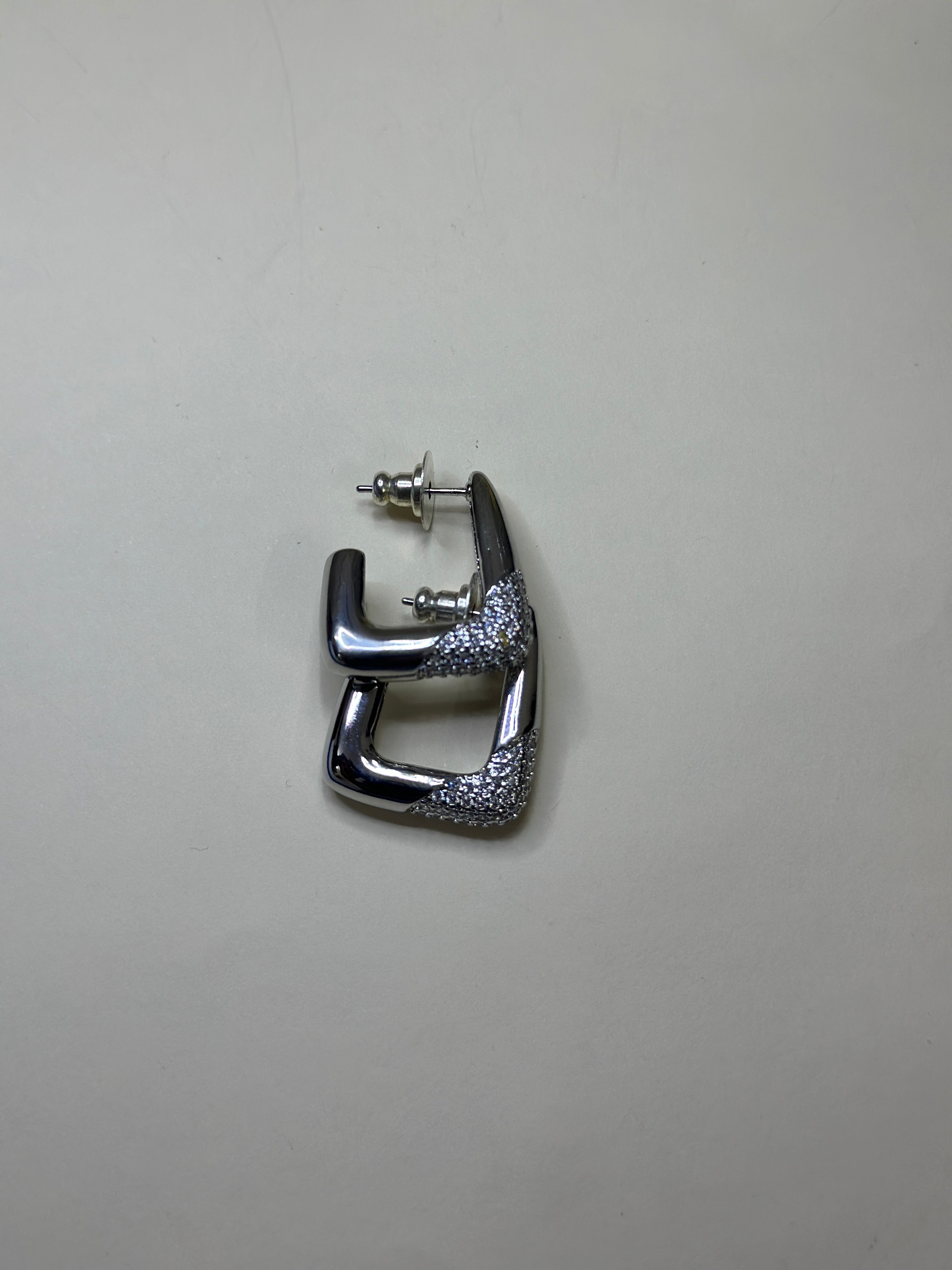 Sculpted Silver Square Earrings