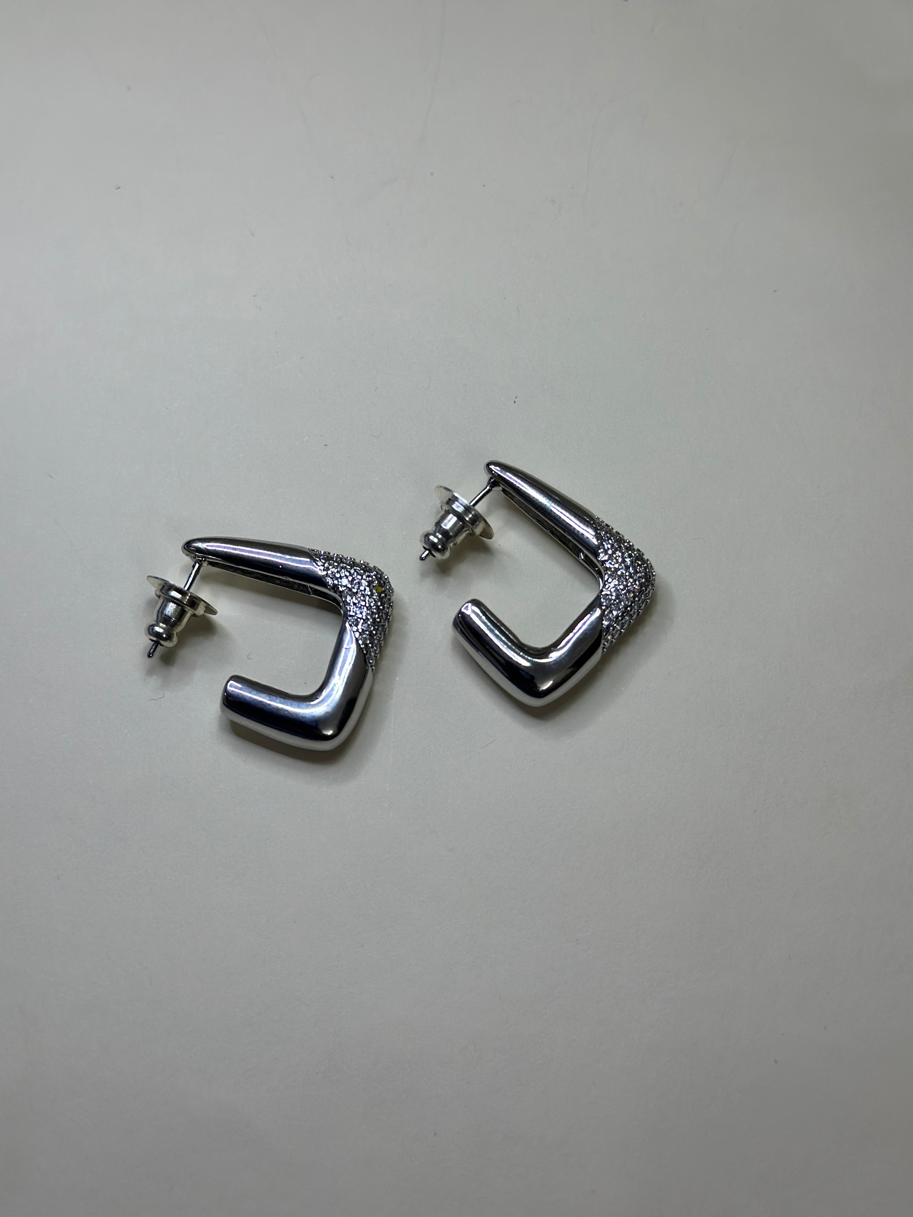 Sculpted Silver Square Earrings