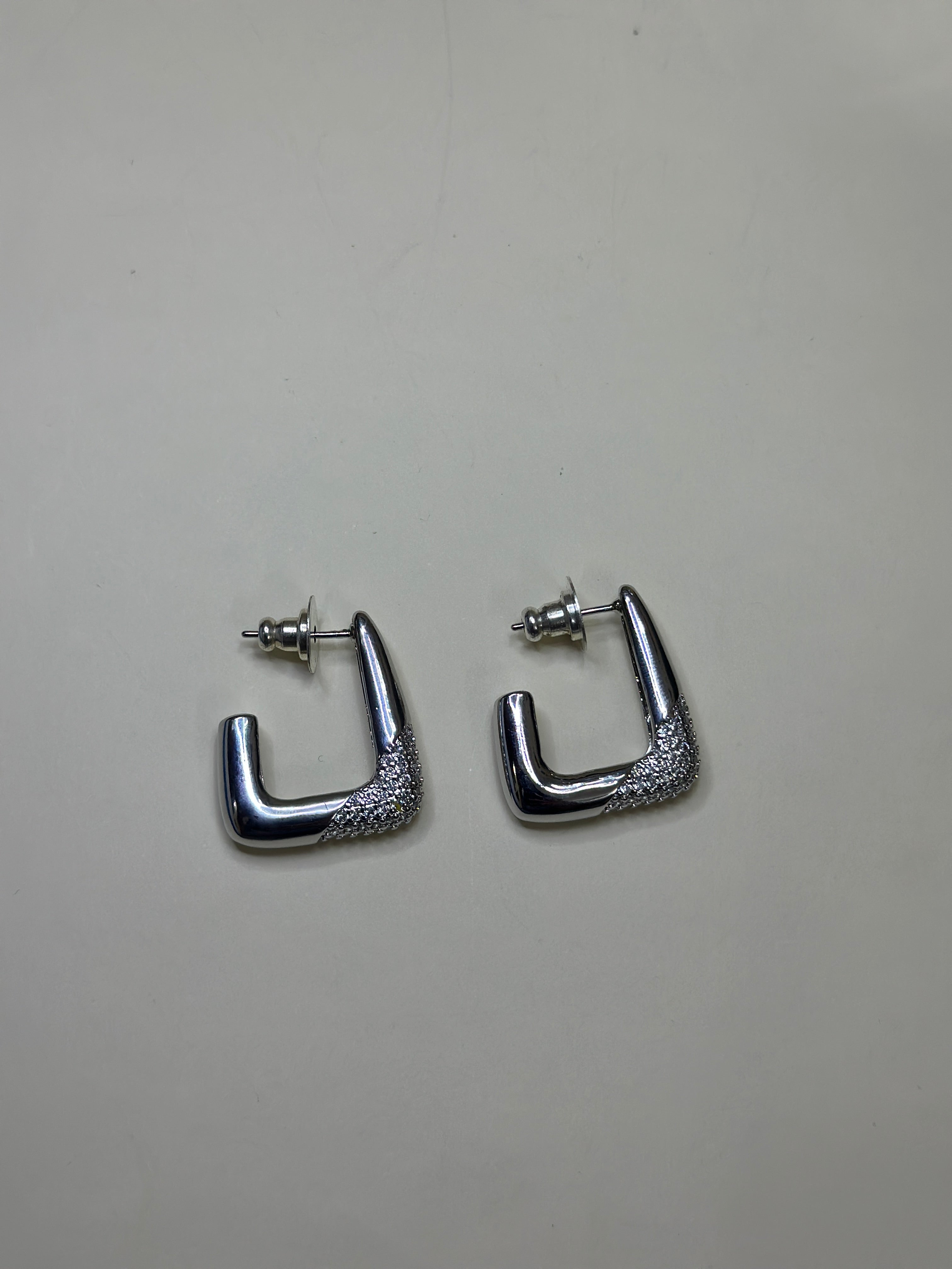Sculpted Silver Square Earrings