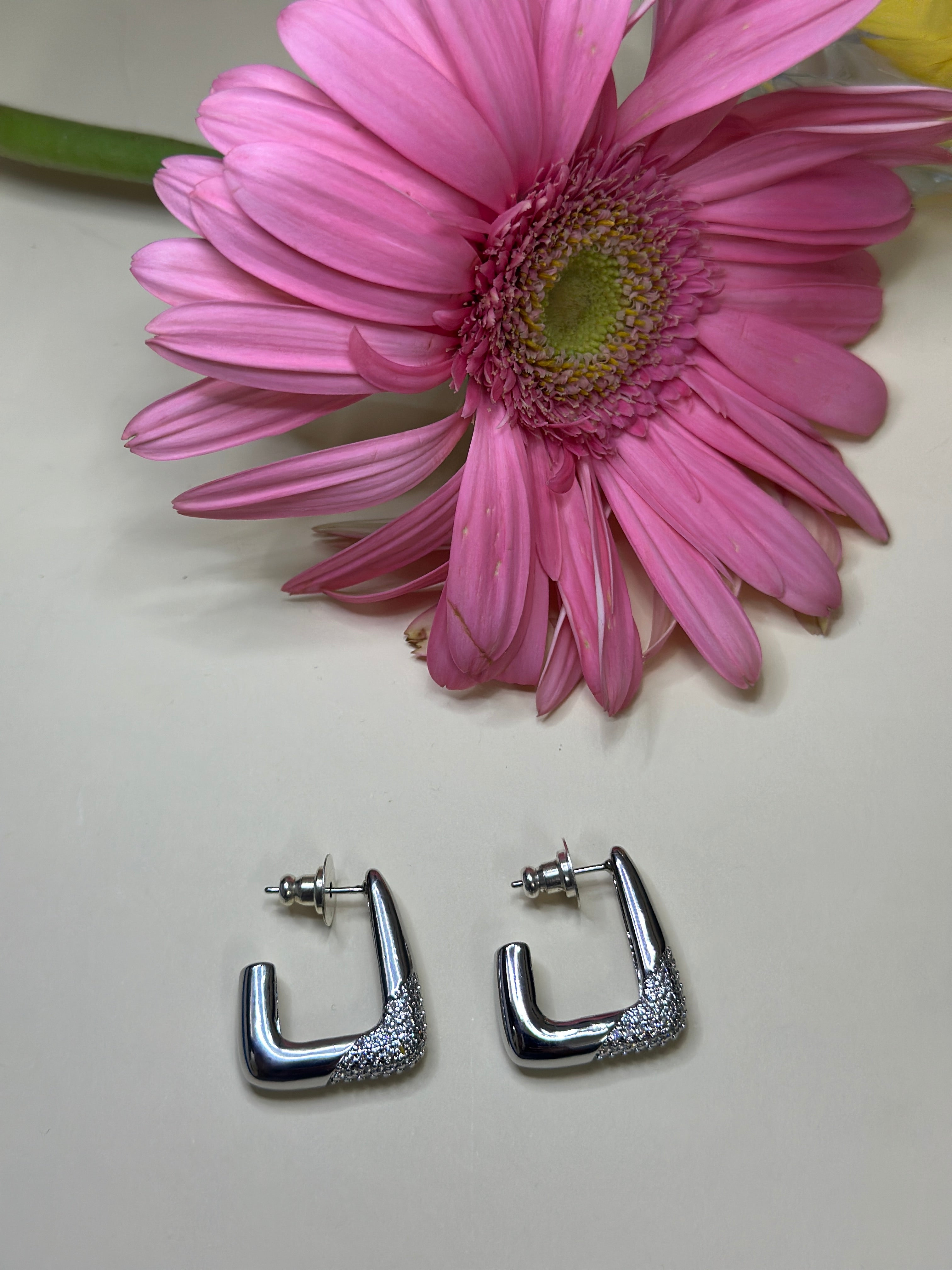 Sculpted Silver Square Earrings