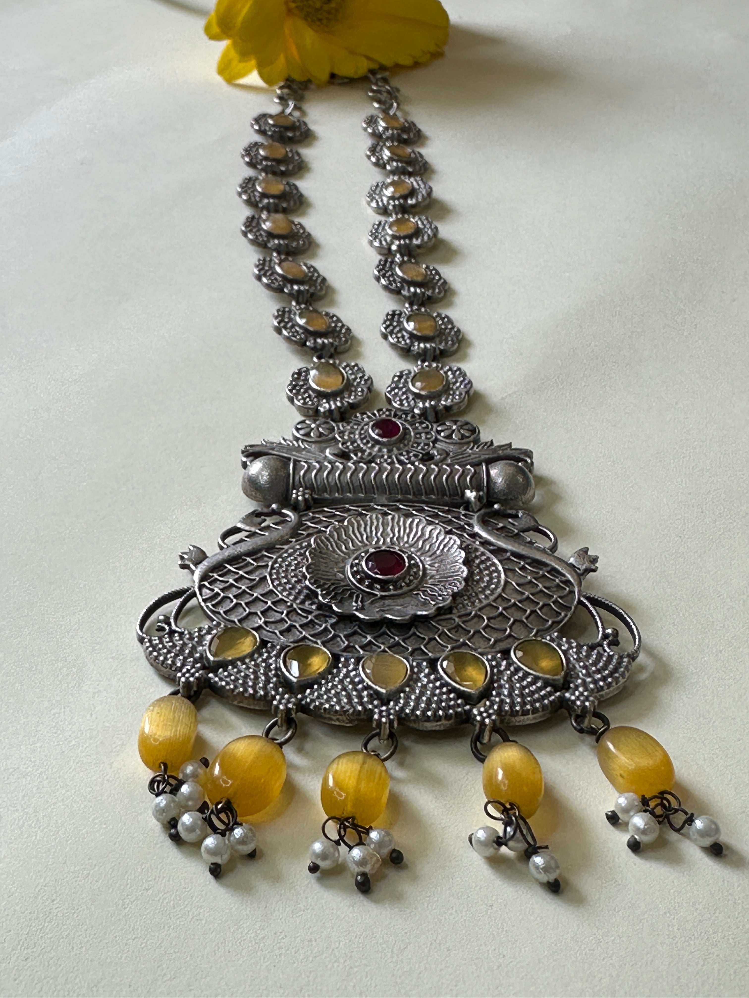 Scarlet & Sunstone Bloom Necklace