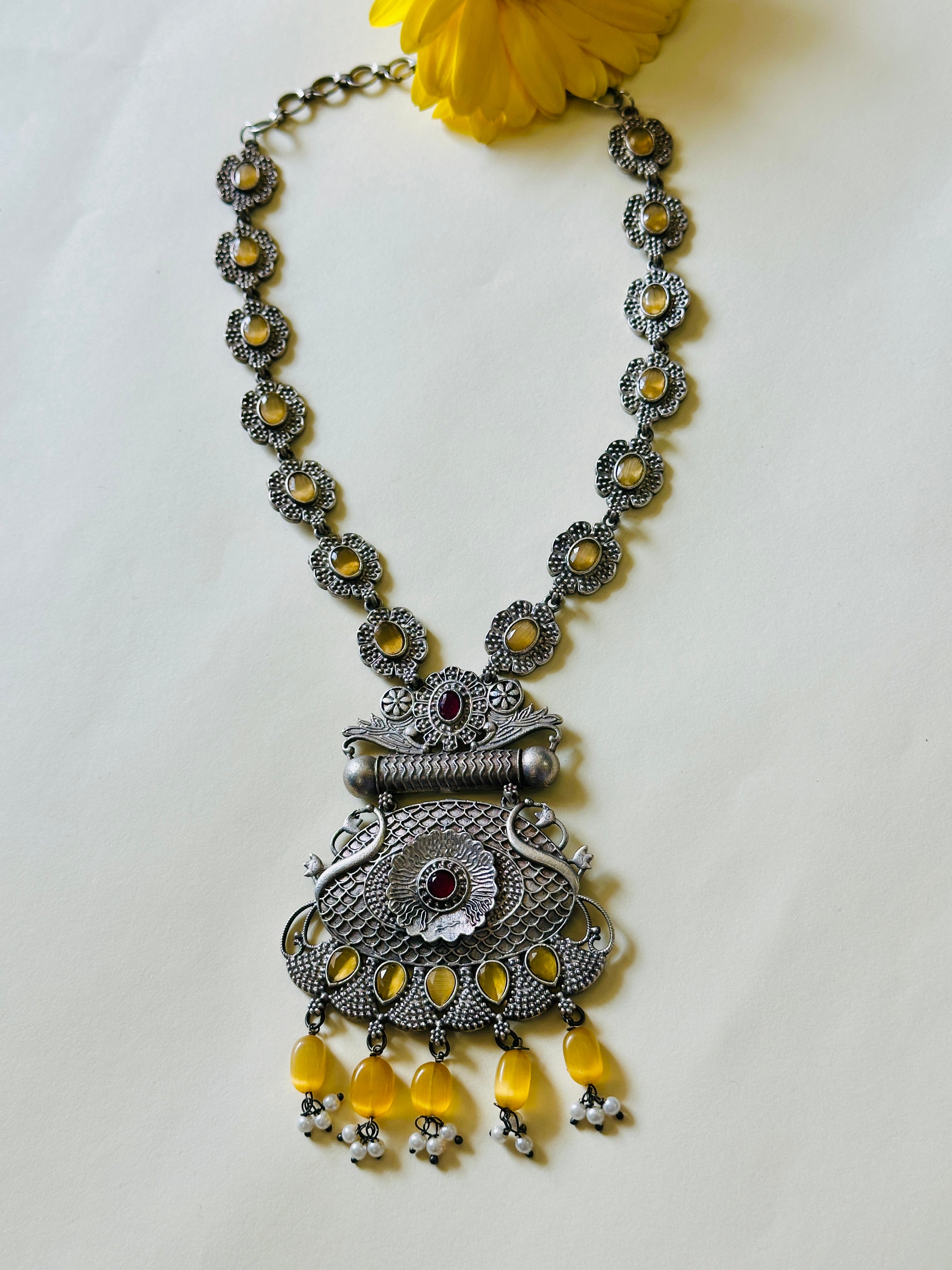 Scarlet & Sunstone Bloom Necklace