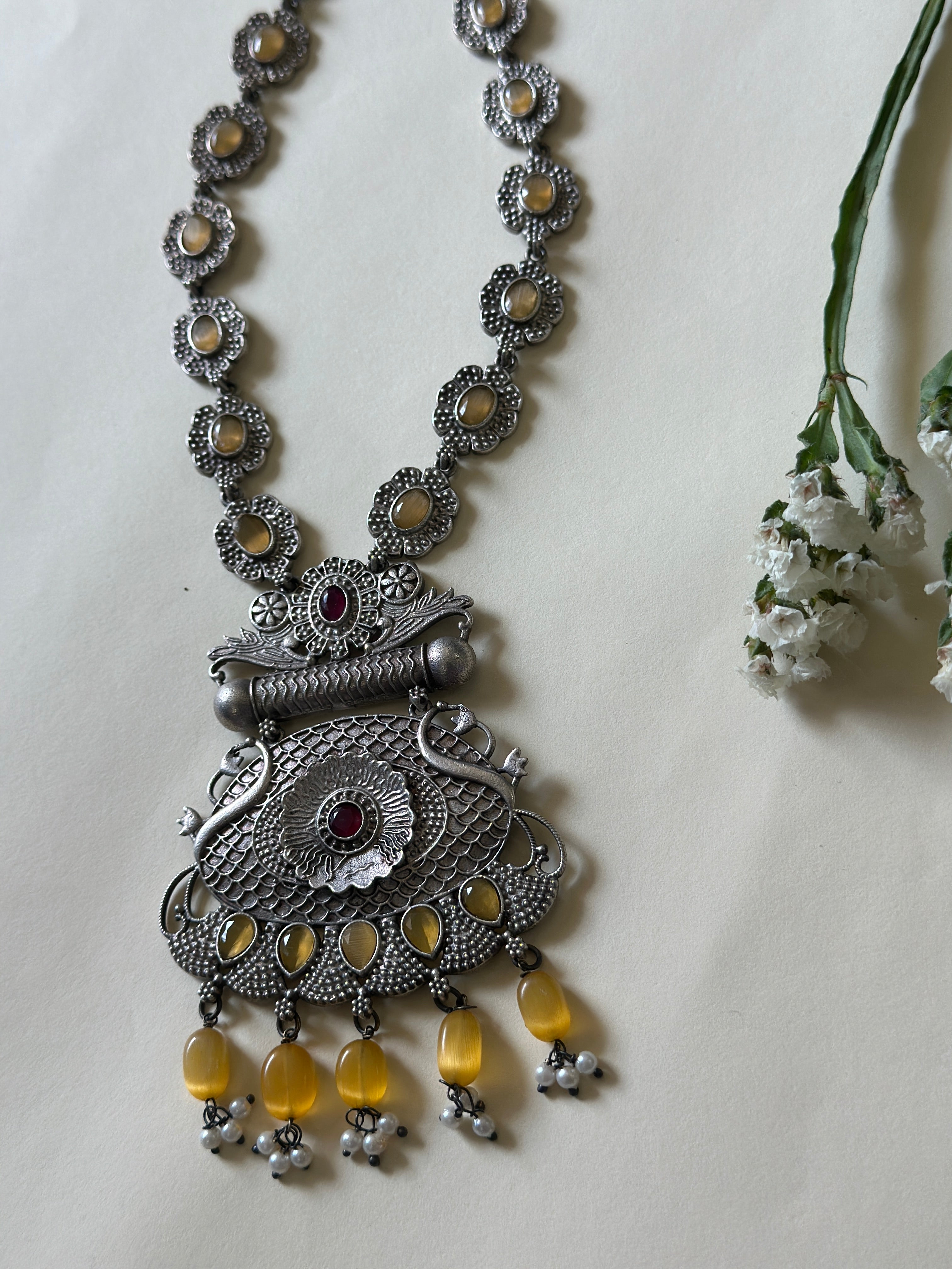 Scarlet & Sunstone Bloom Necklace