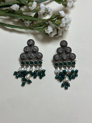 Emerald & Ivory Triangle Earrings