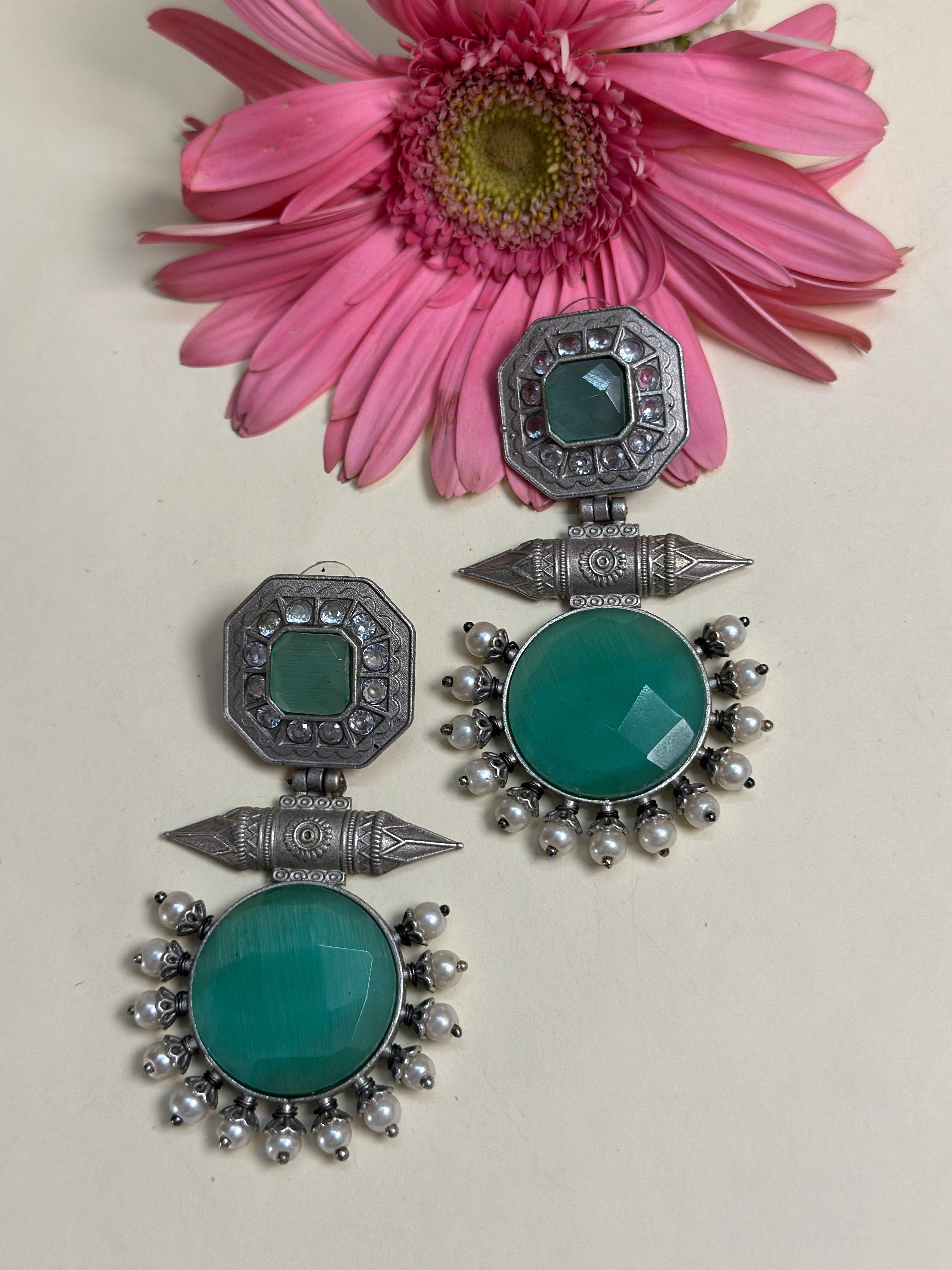 Aqua Crescent Luxe Earrings