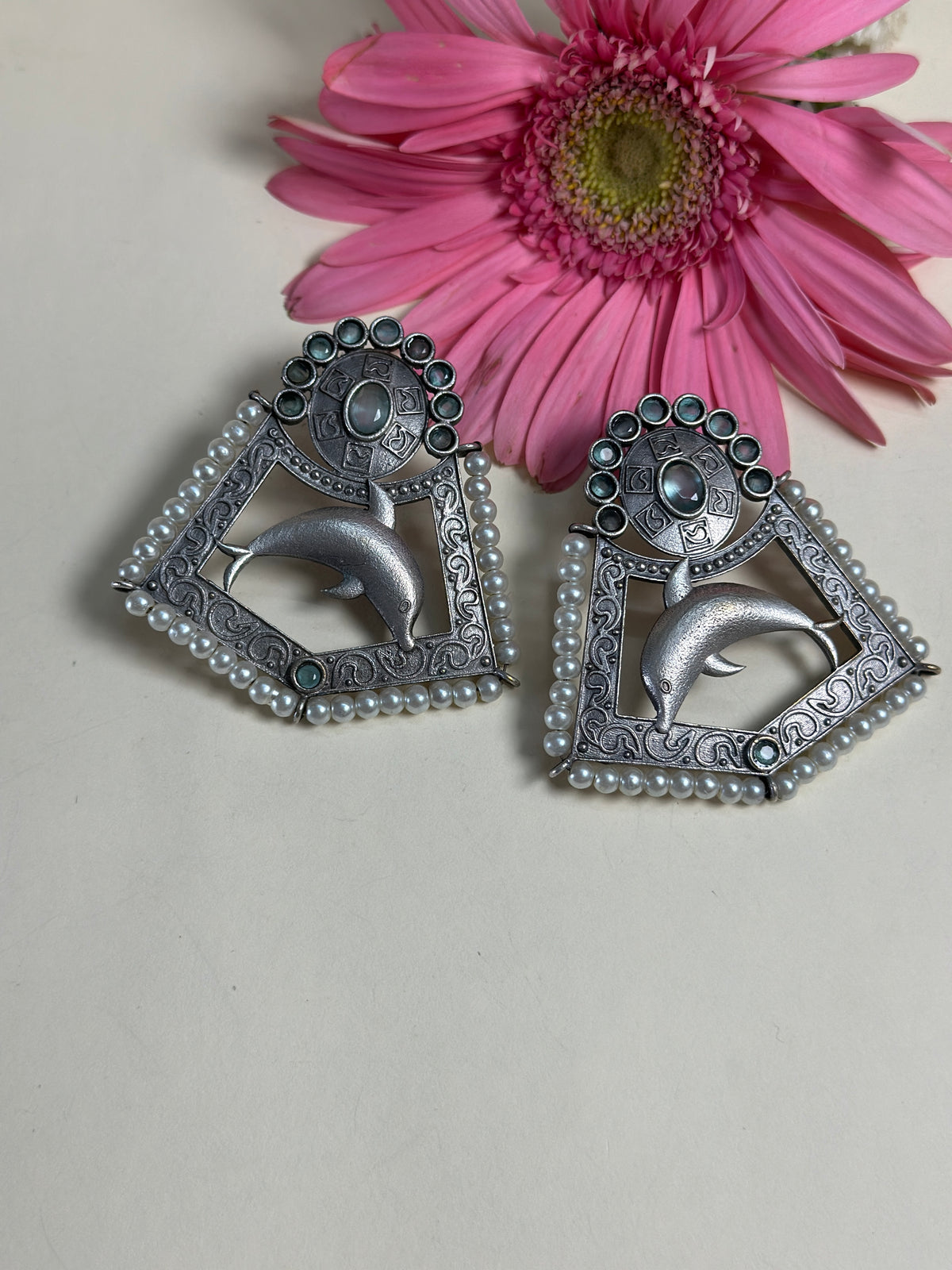 Pistachio Dolphin Charm Earrings