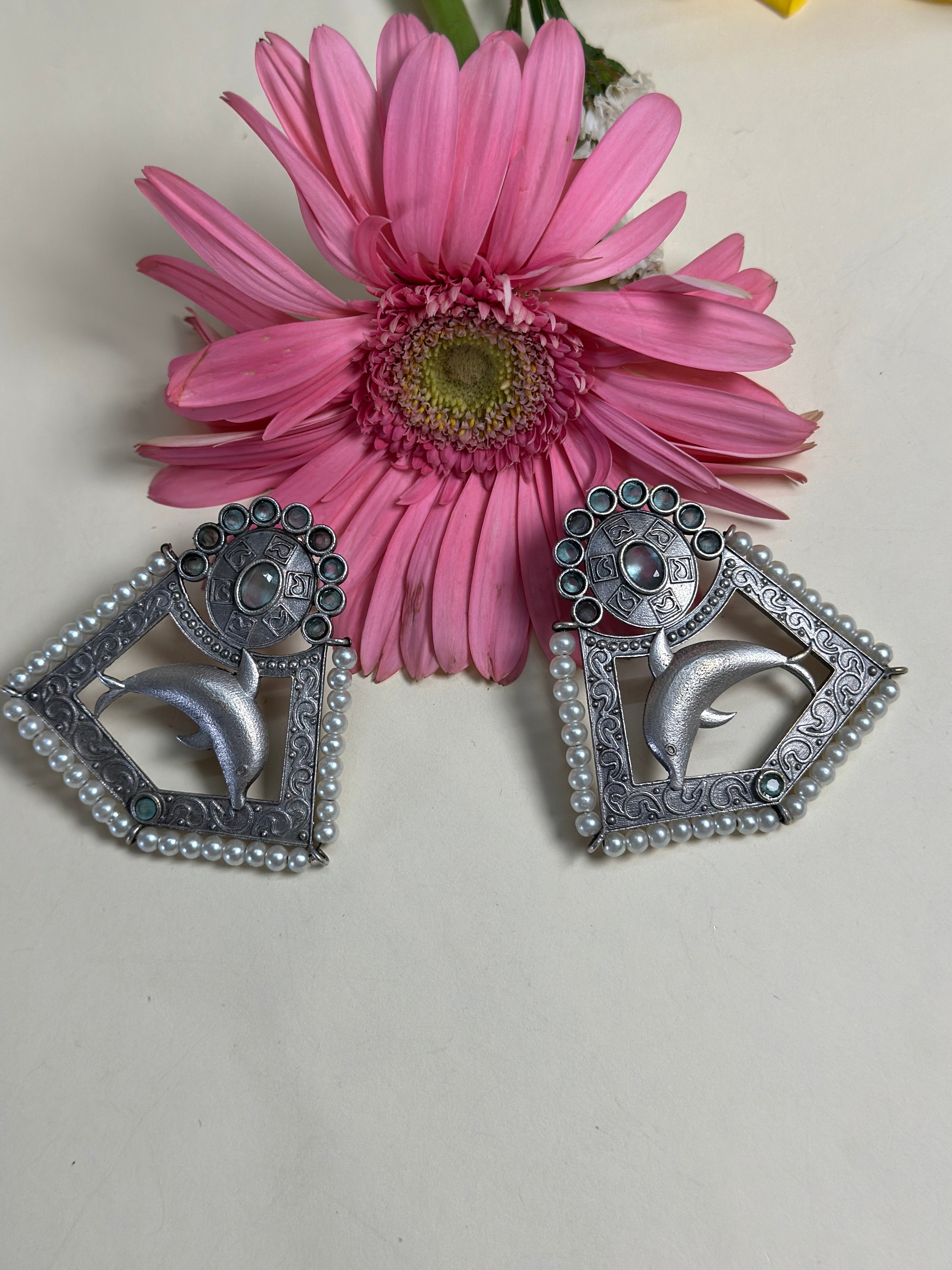 Pistachio Dolphin Charm Earrings