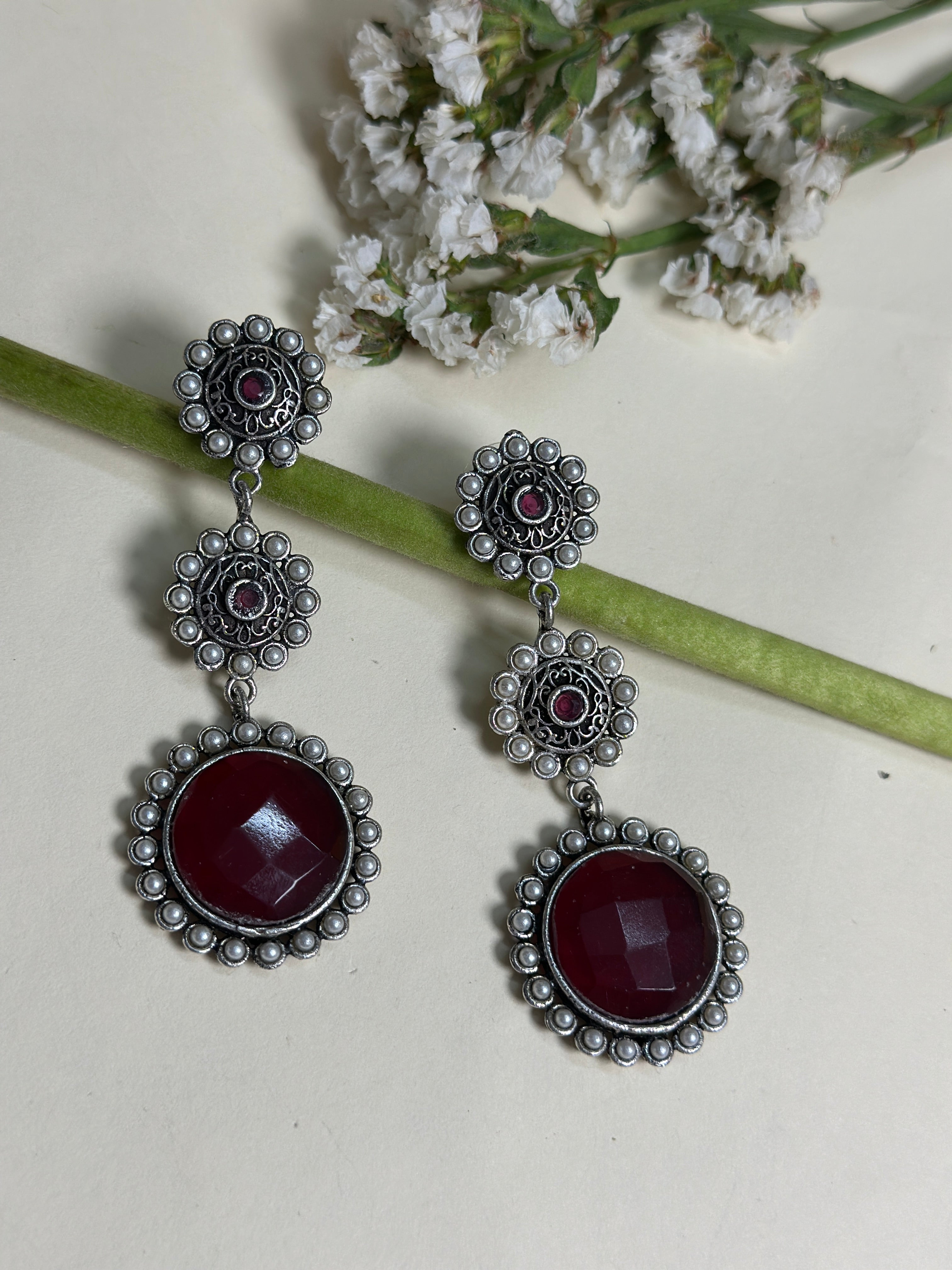 Crimson Twilight Hanging Earrings