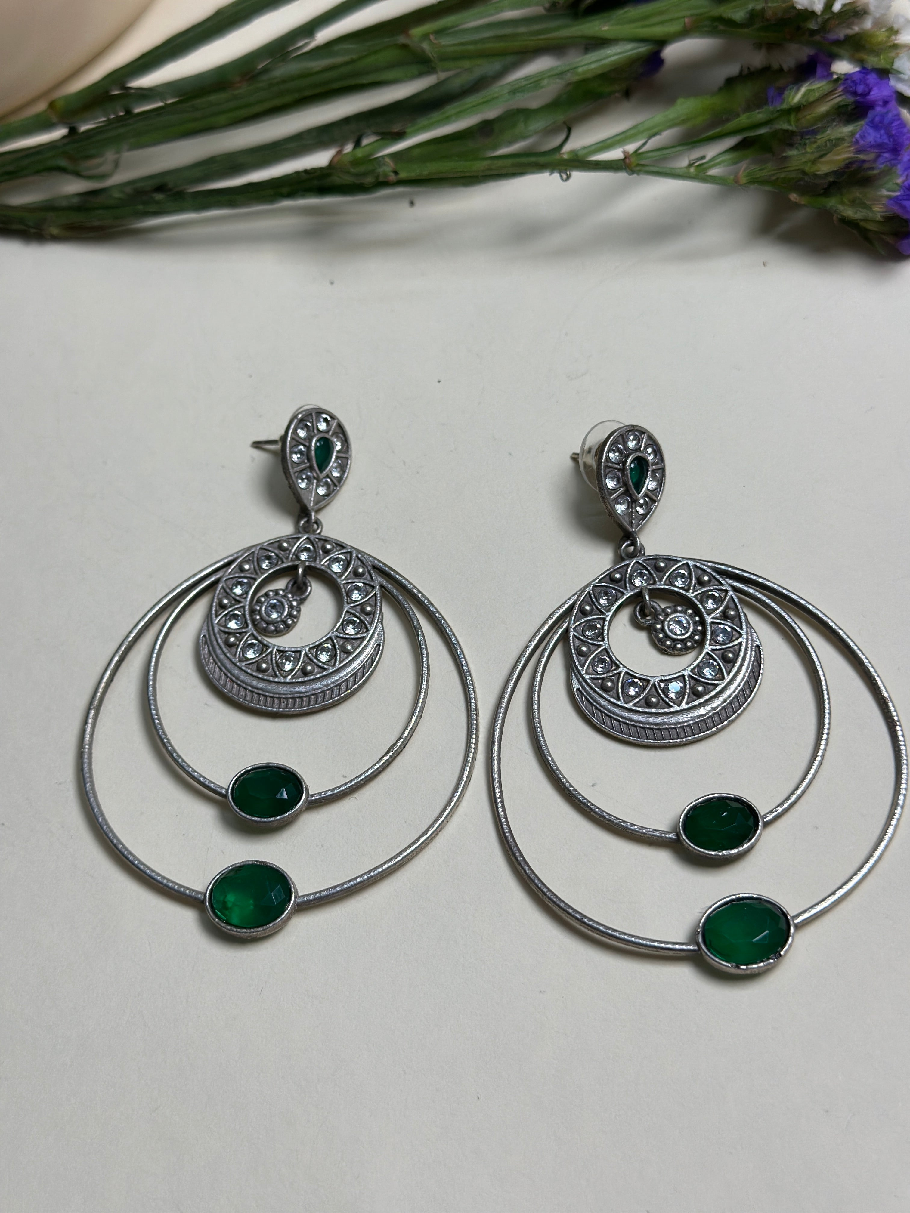 Ivory & Jade Double Halo Earrings