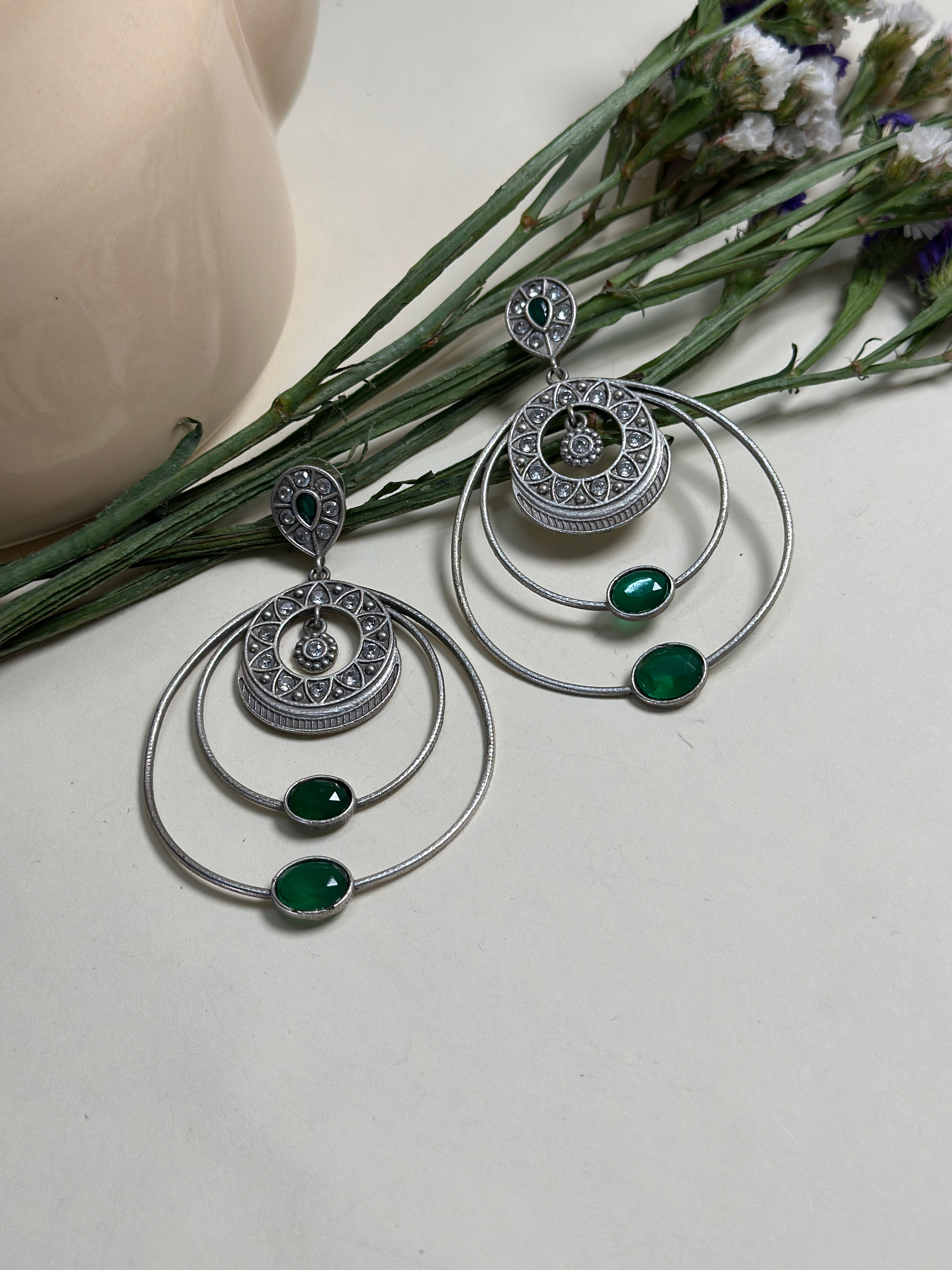 Ivory & Jade Double Halo Earrings