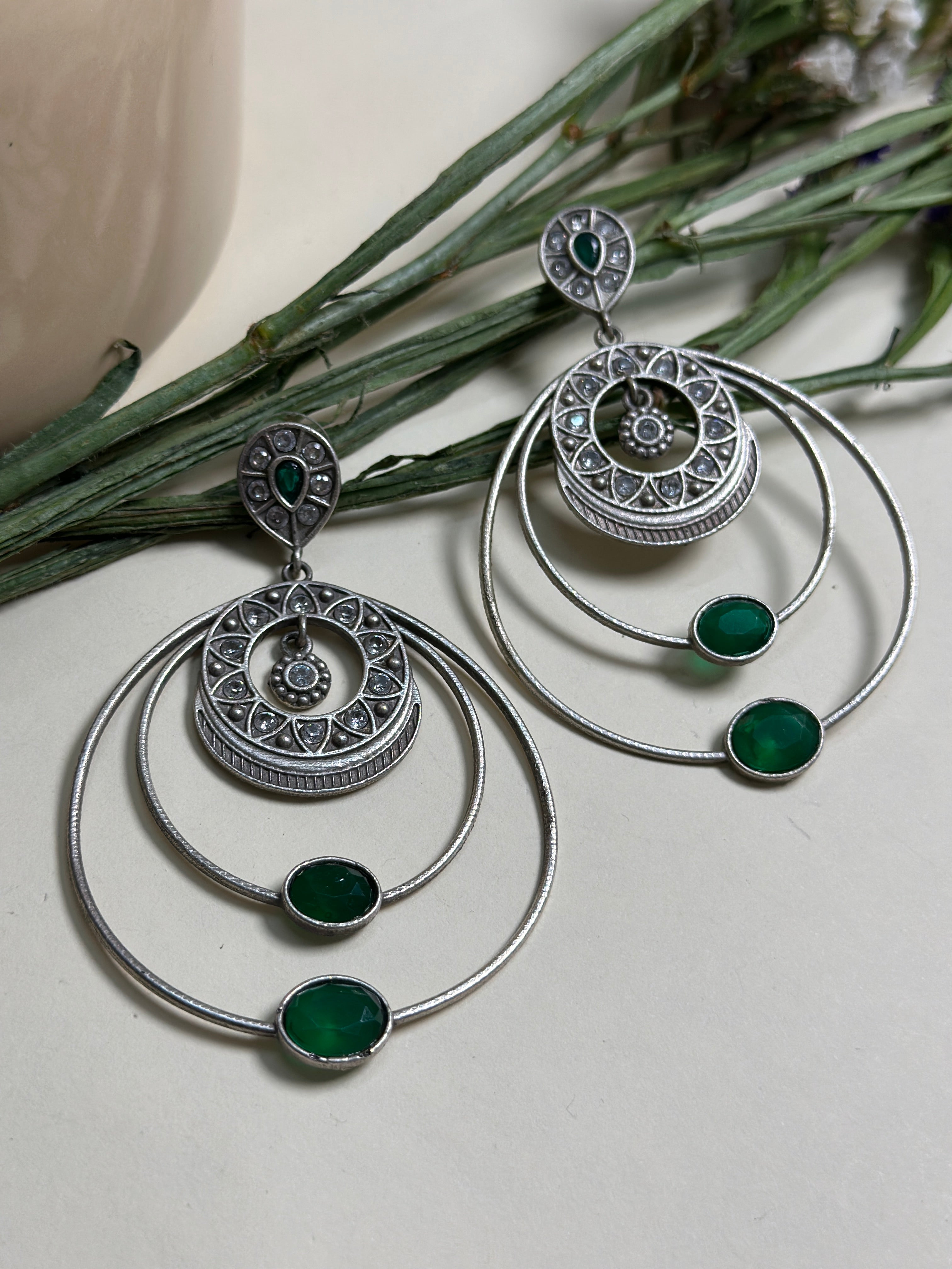 Ivory & Jade Double Halo Earrings