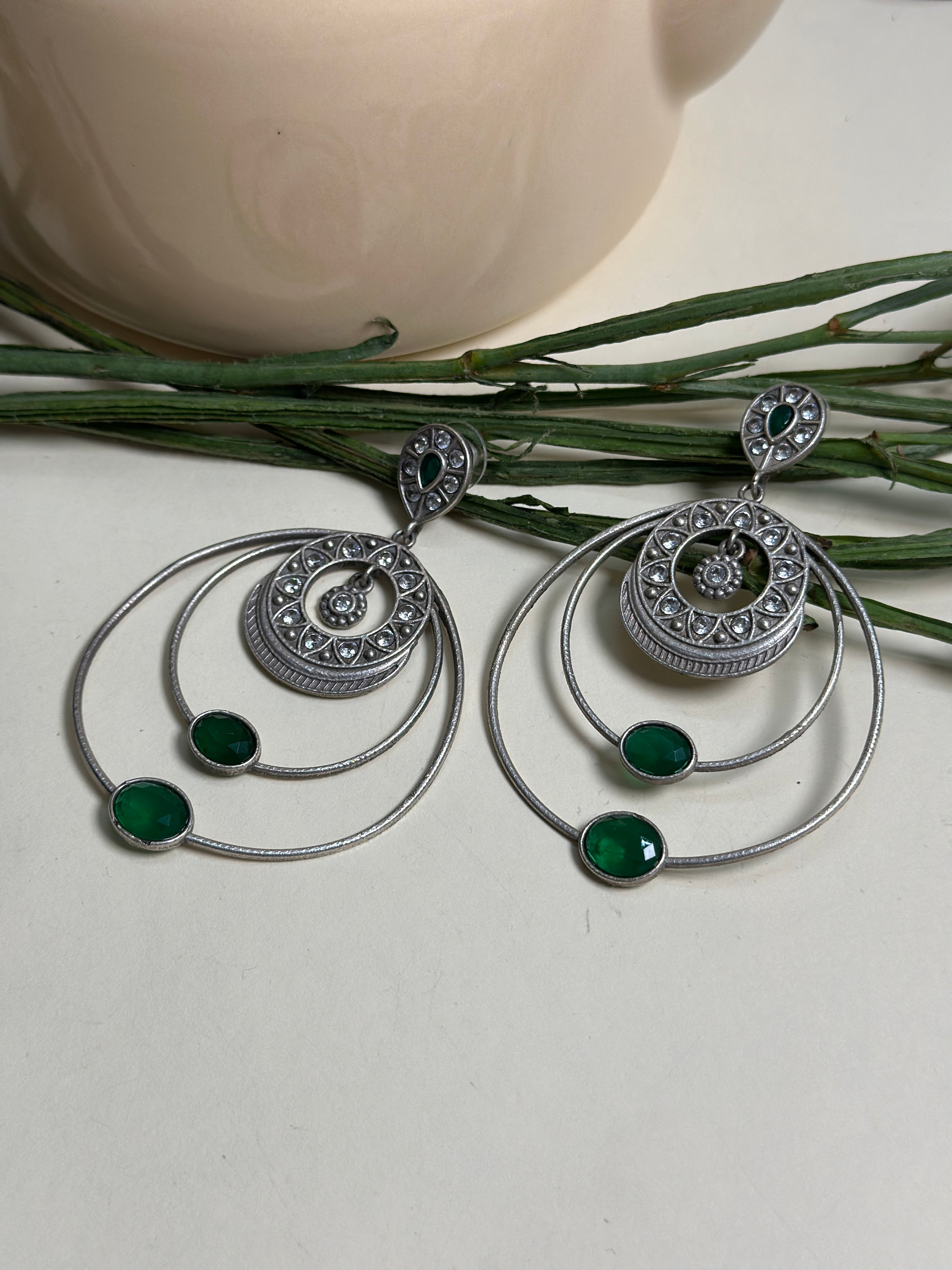 Ivory & Jade Double Halo Earrings
