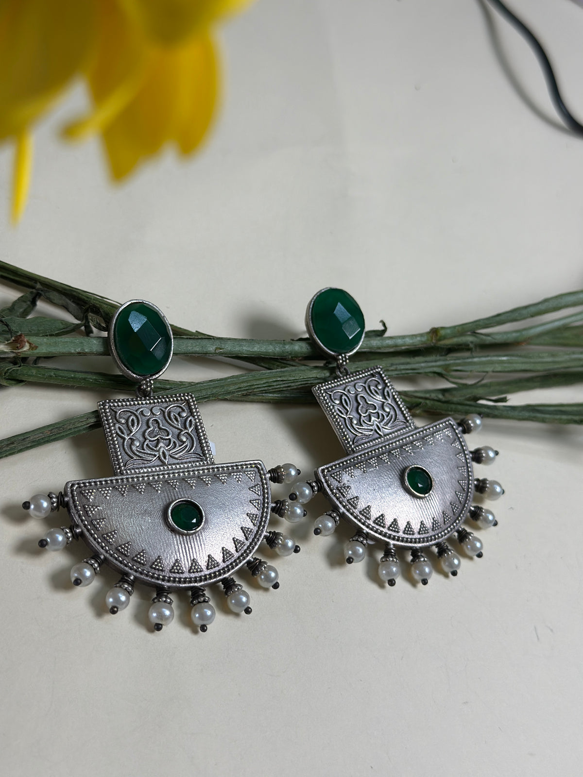 Imperial Crescent Brass Earrings