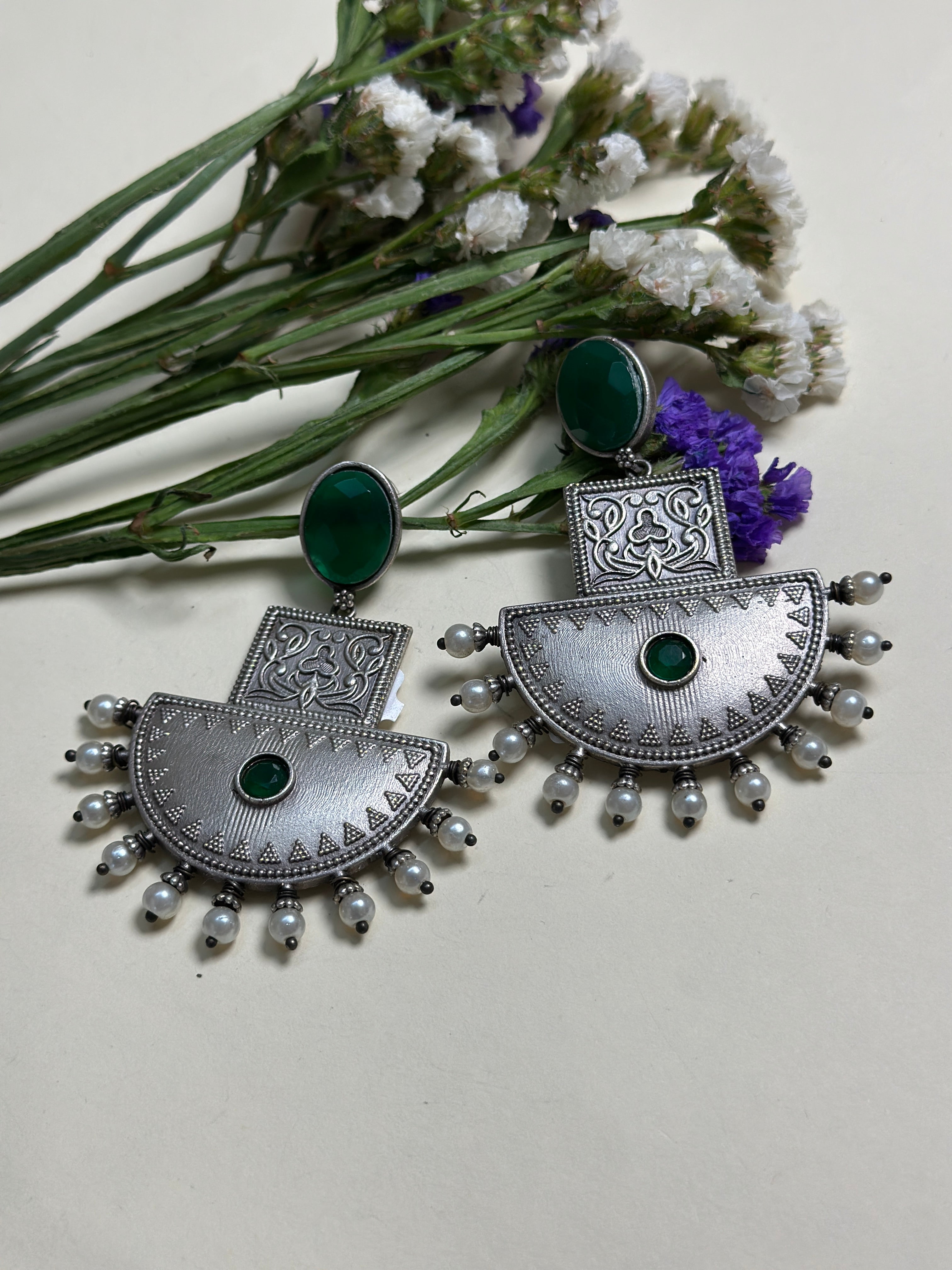 Imperial Crescent Brass Earrings