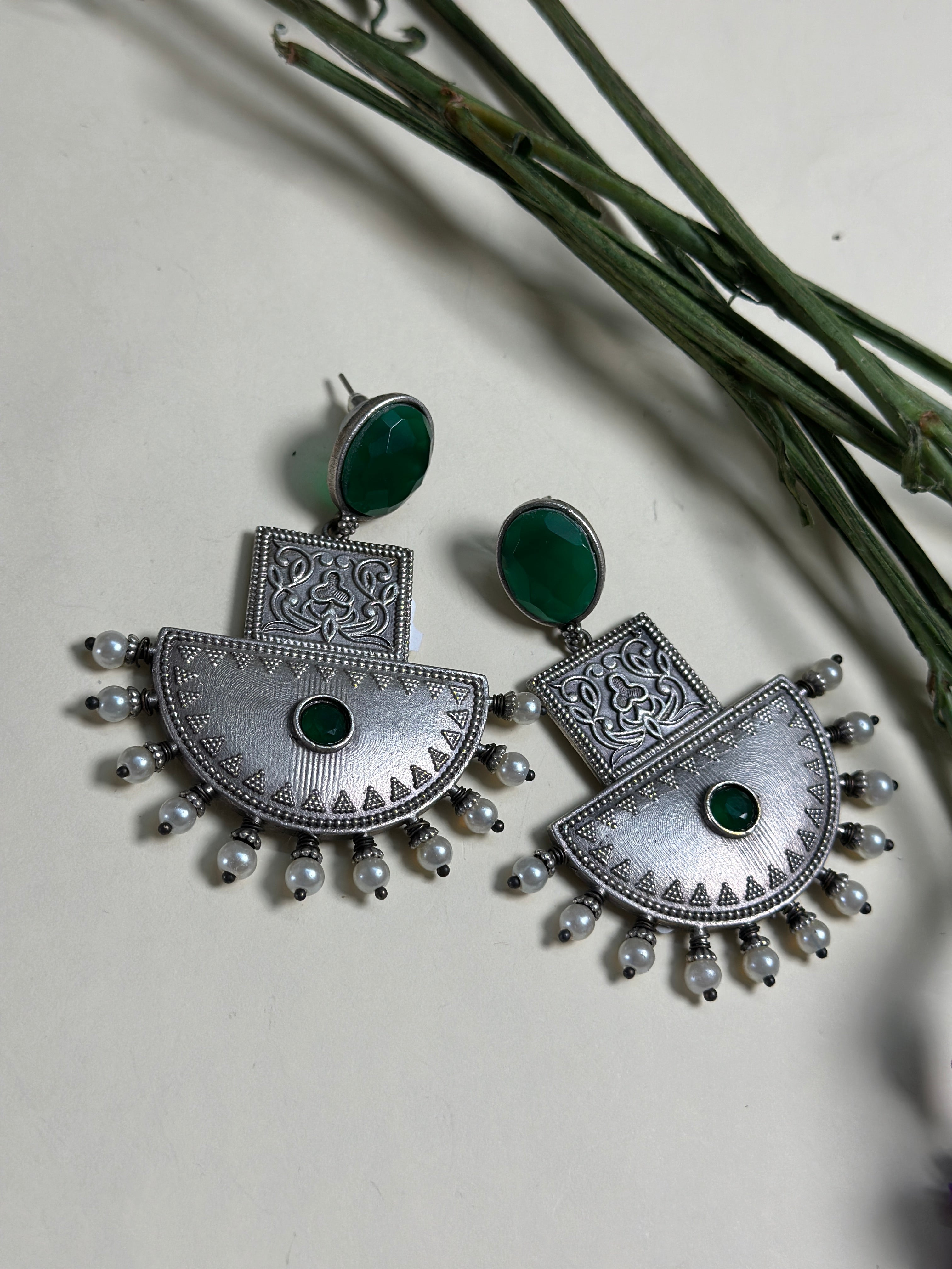 Imperial Crescent Brass Earrings