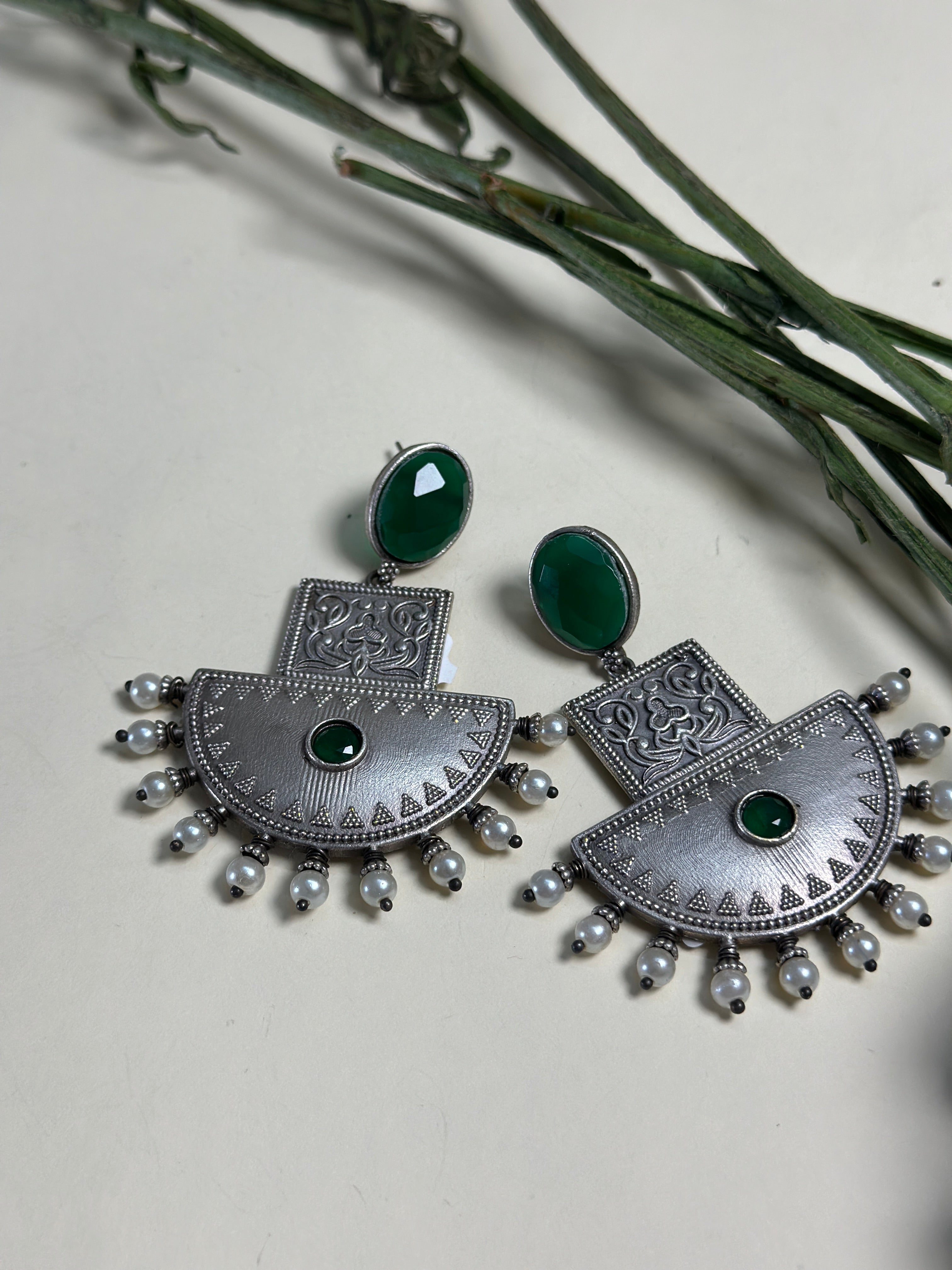 Imperial Crescent Brass Earrings