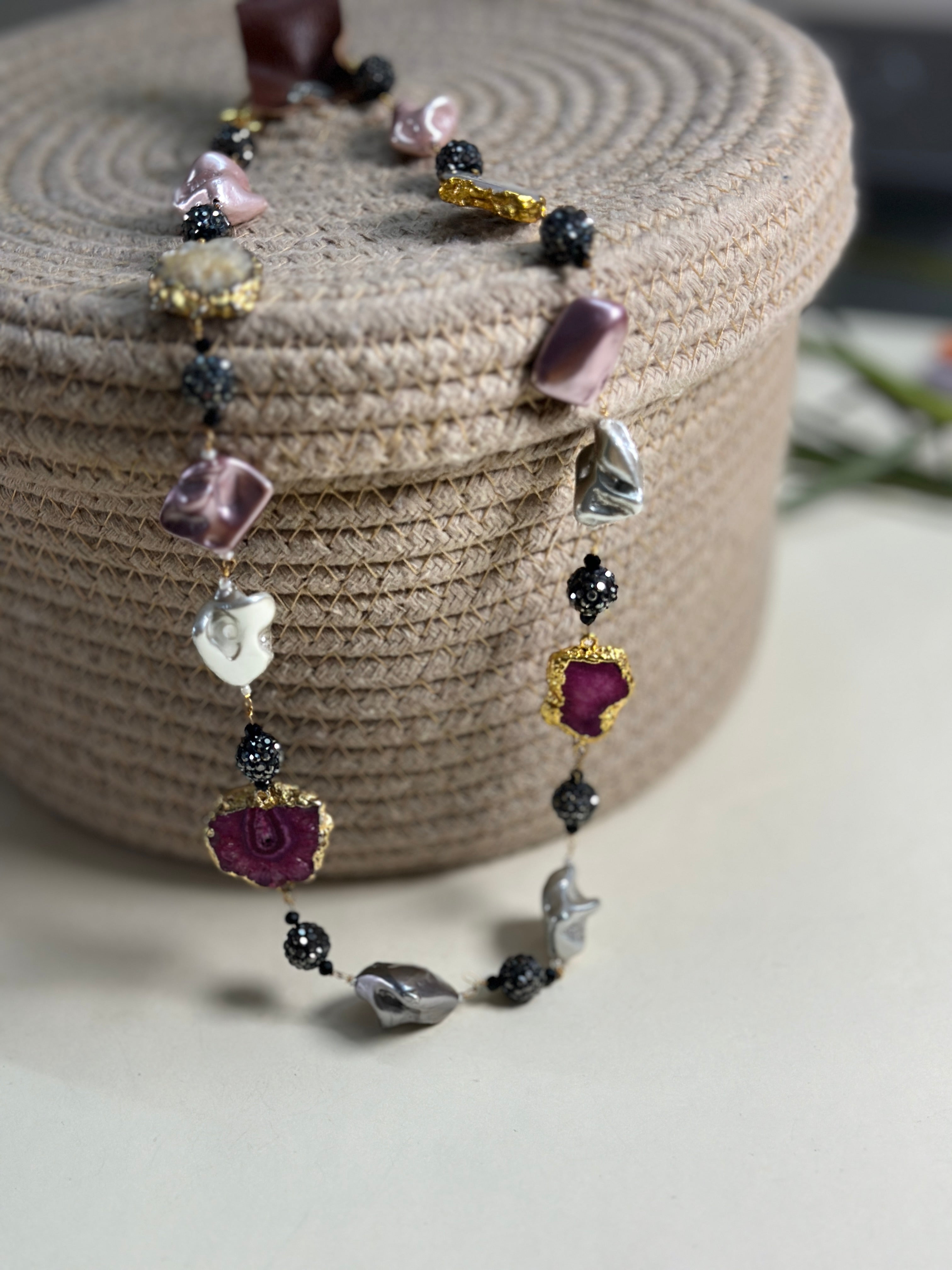 Golden Kaleidoscope Stone Necklace