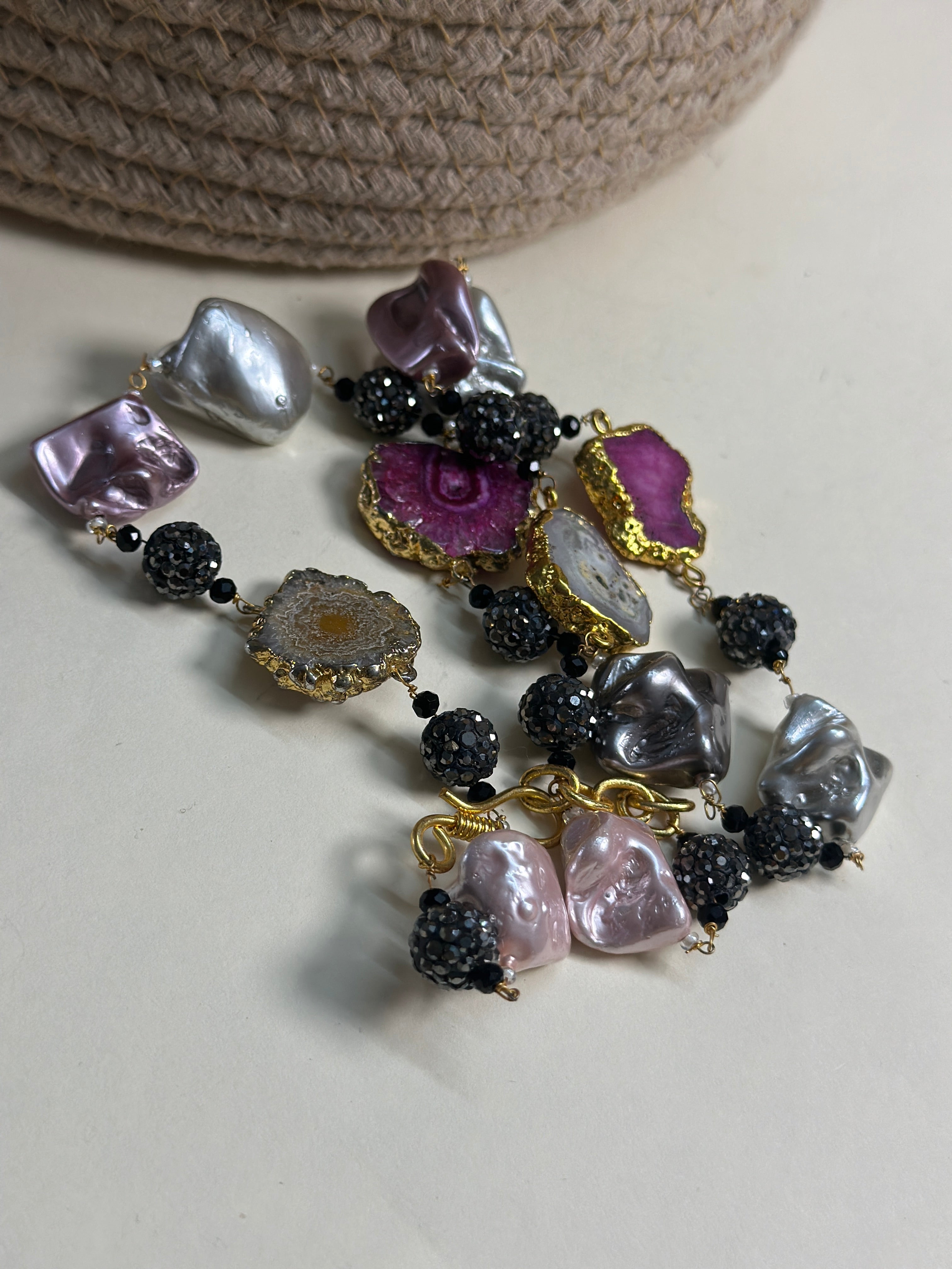 Golden Kaleidoscope Stone Necklace