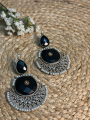 Noir Royal Dual-Stone Earrings