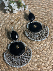 Noir Royal Dual-Stone Earrings