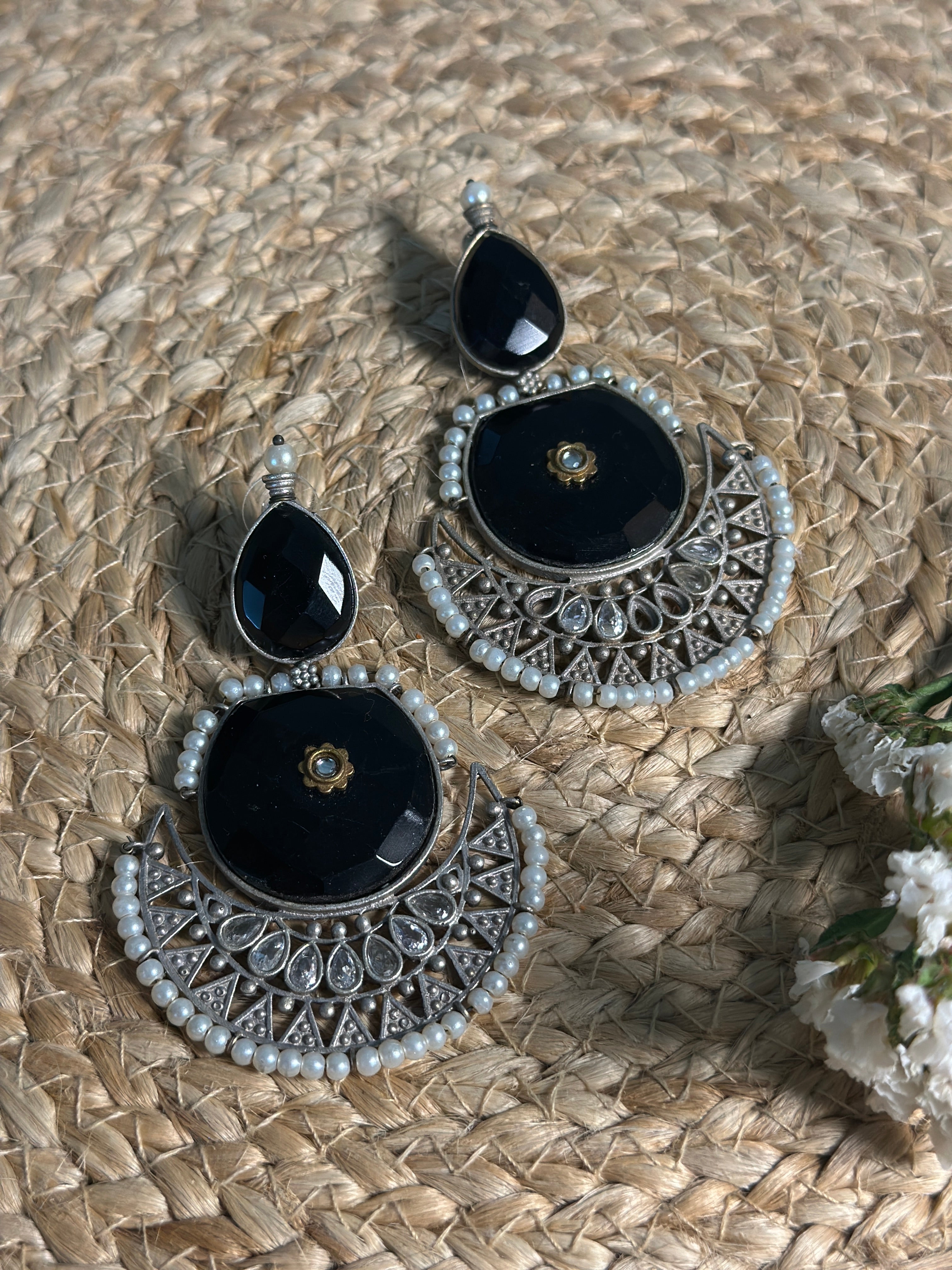 Noir Royal Dual-Stone Earrings