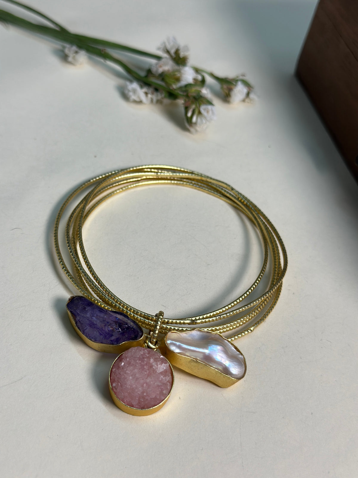Multistone Charm Bangles Bracelet