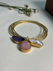 Multistone Charm Bangles Bracelet